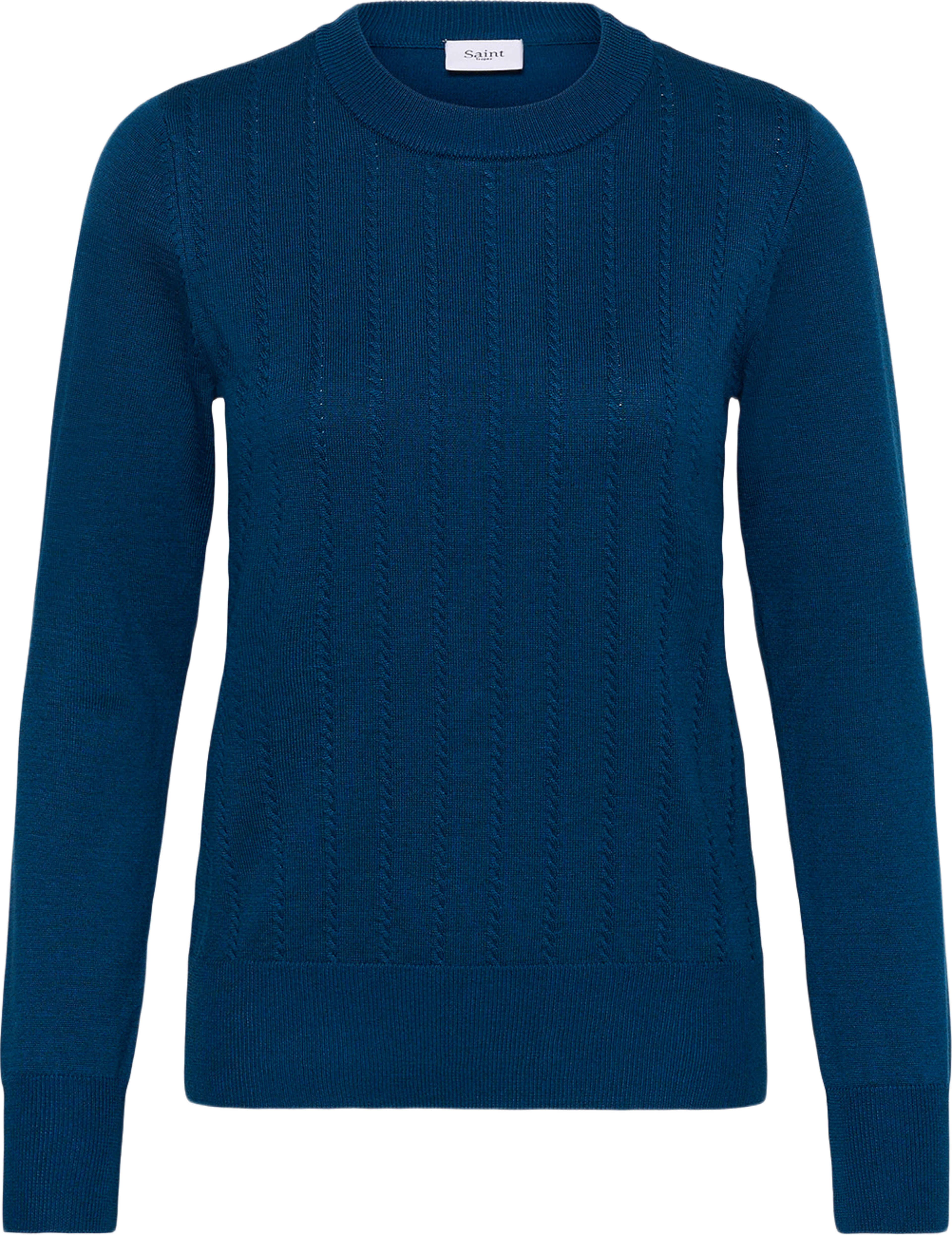 MilaSZ Thin Cabel LS Pullover, från Saint Tropez, i färgen Poseidon Melange. Klicka för att öppna bilden i stort format