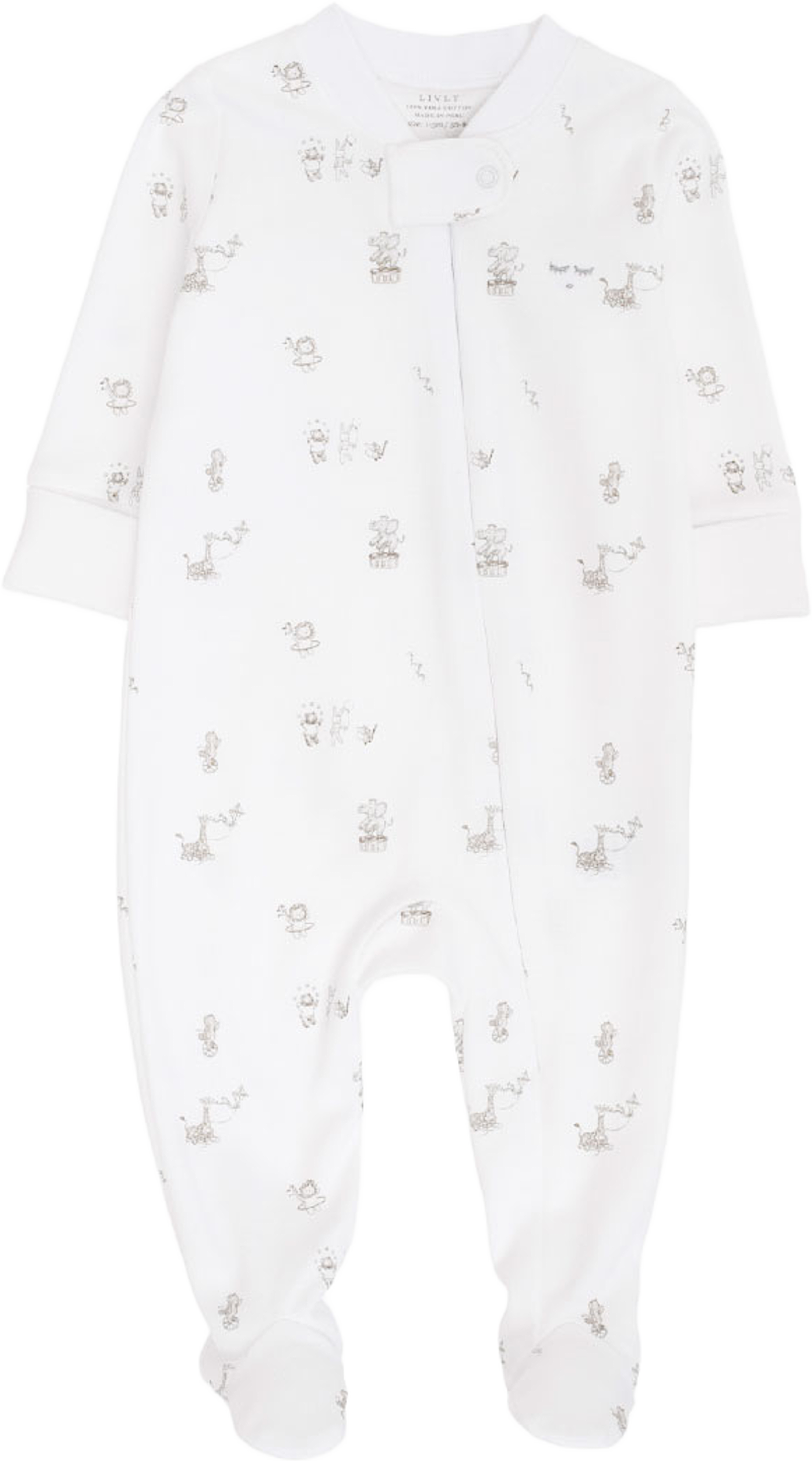 Celebration Parade Zipper Footie, från Livly, i färgen White. Klicka för att öppna bilden i stort format
