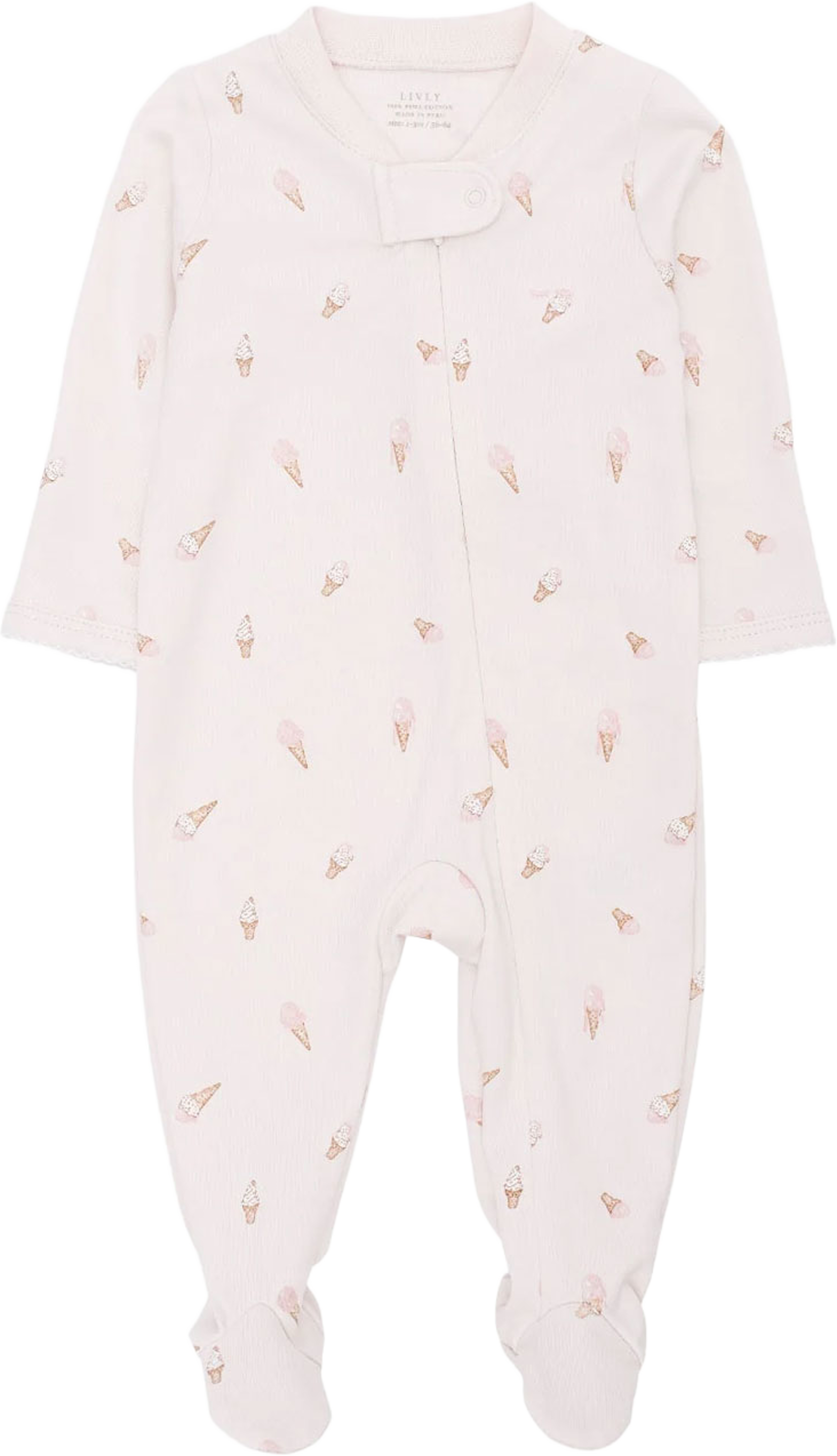 Ice Cream Zipper Footie, från Livly, i färgen Pink. Klicka för att öppna bilden i stort format