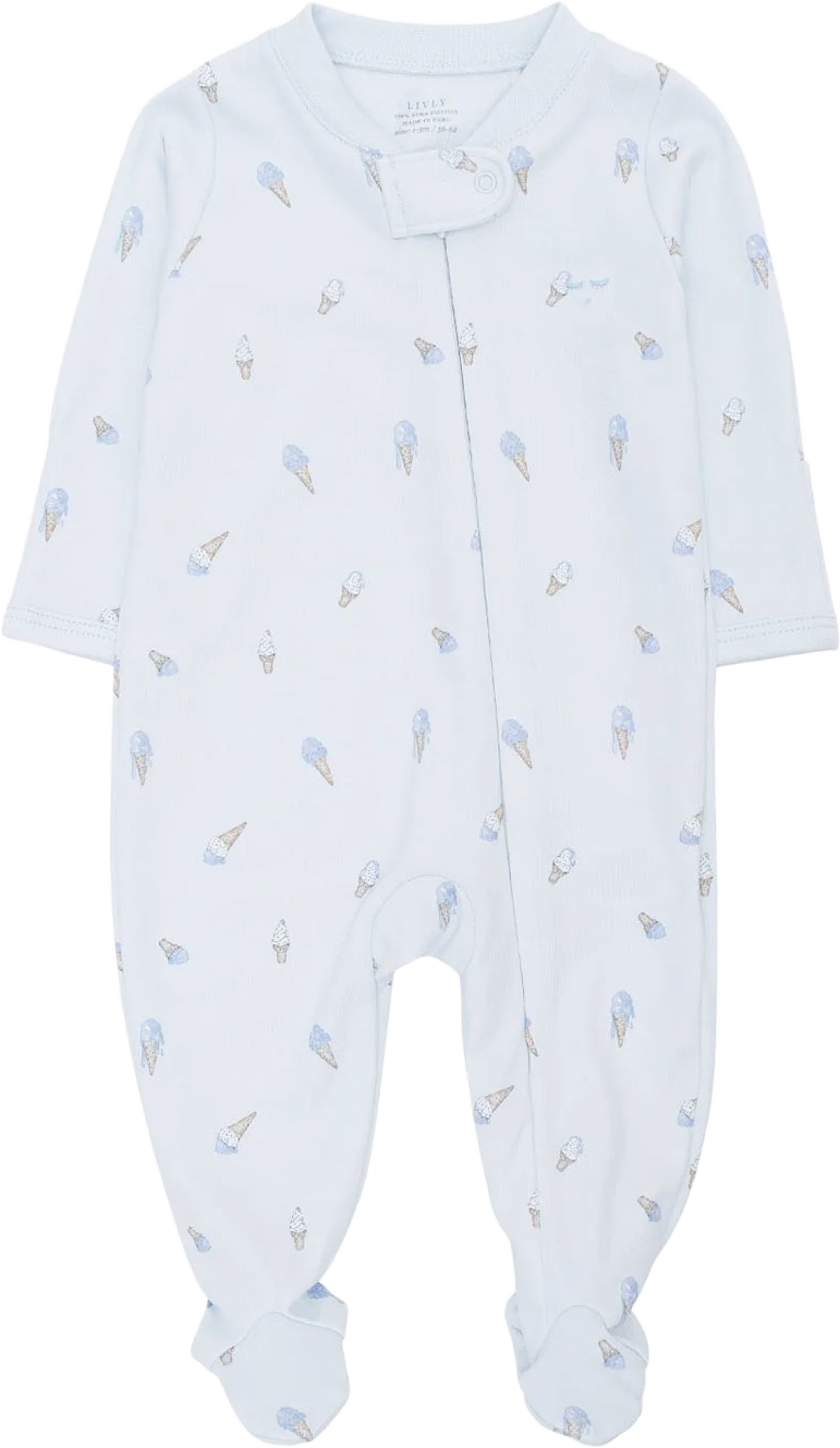 Ice Cream Zipper Footie, från Livly, i färgen Blue. Klicka för att öppna bilden i stort format