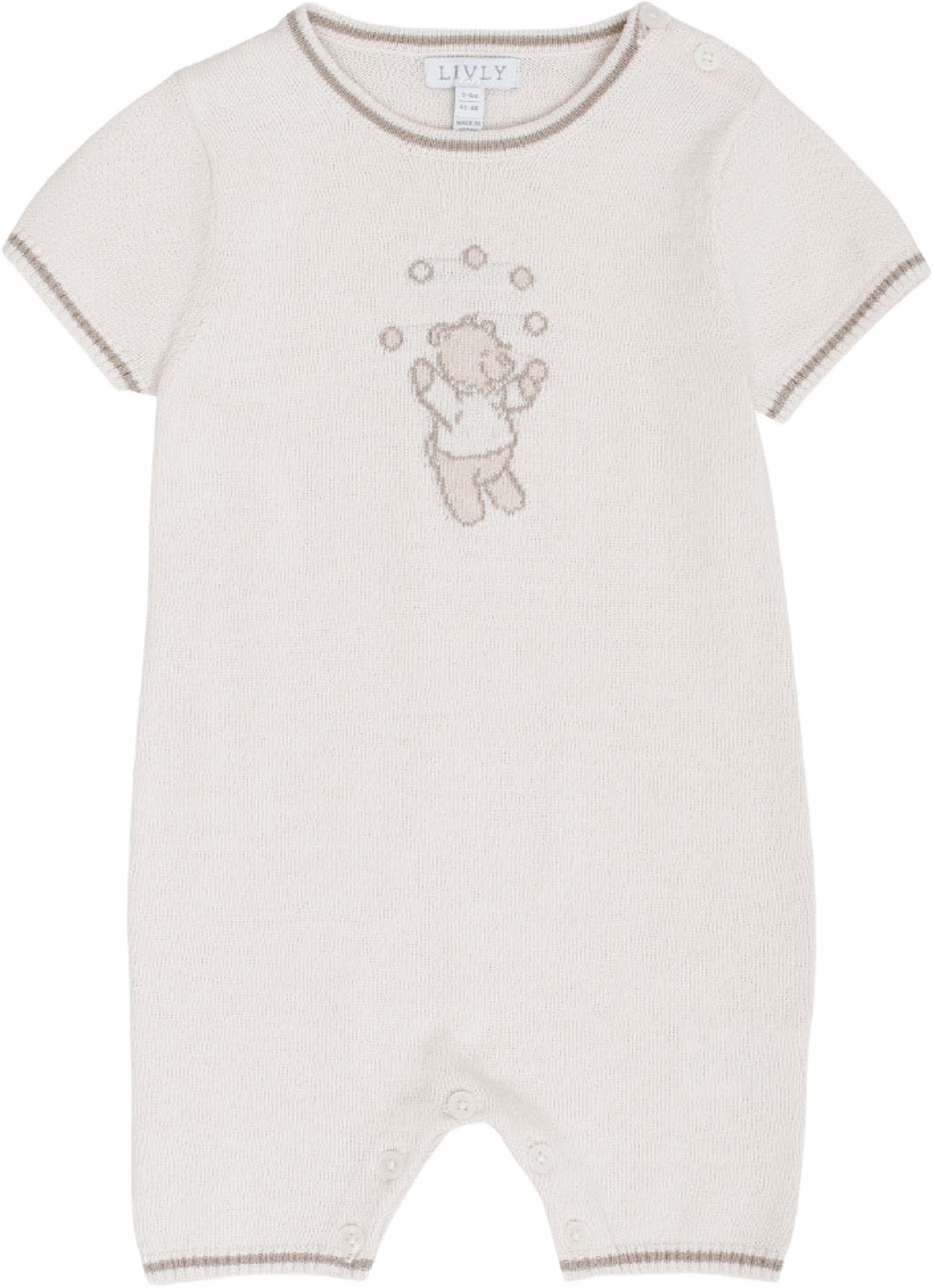 Knitted Romper, från Livly, i färgen White Sand. Klicka för att öppna bilden i stort format