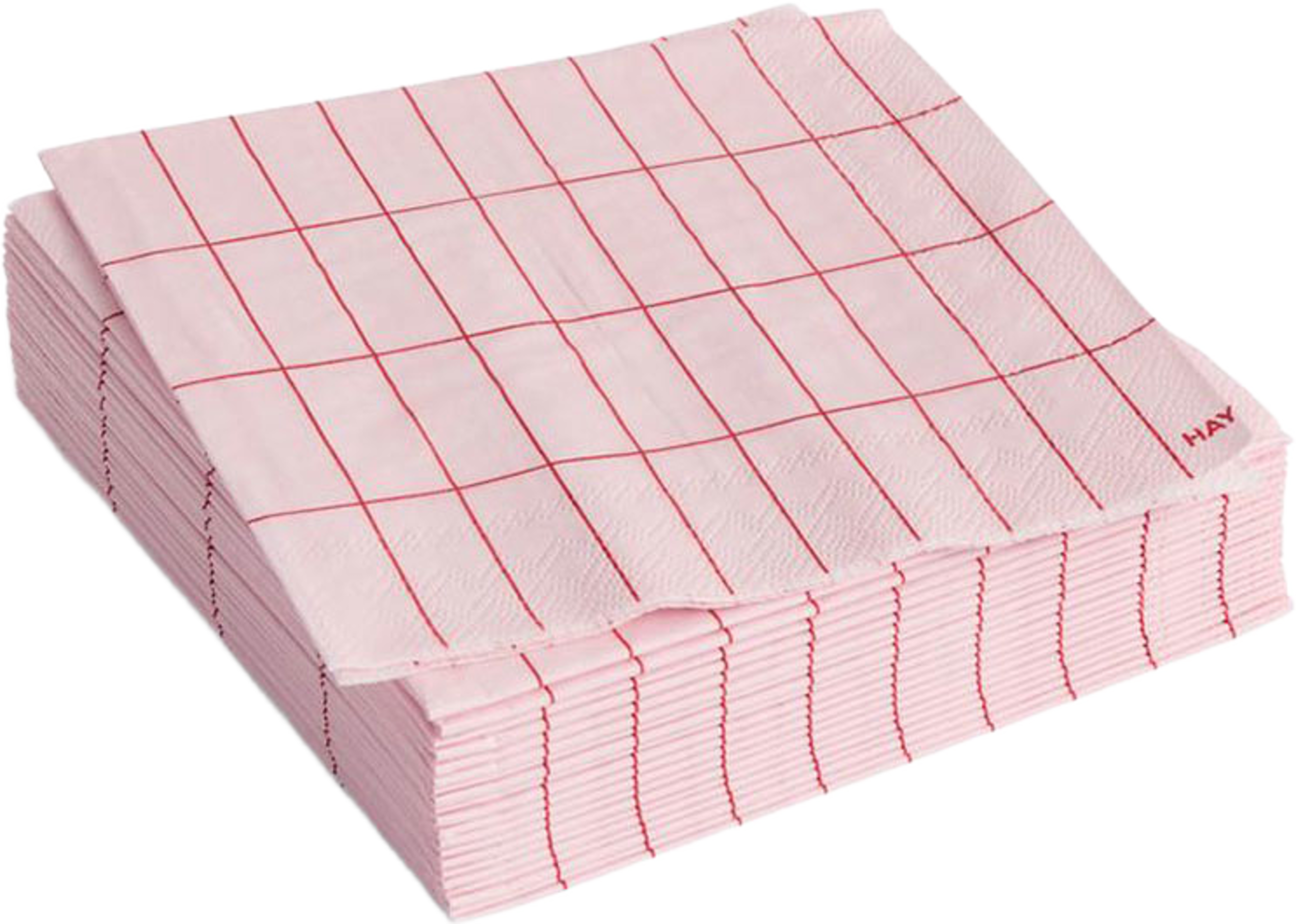 Pattern Napkins Set of 20 Cocktail, från HAY, i färgen Light Pink And Red Grid. Klicka för att öppna bilden i stort format