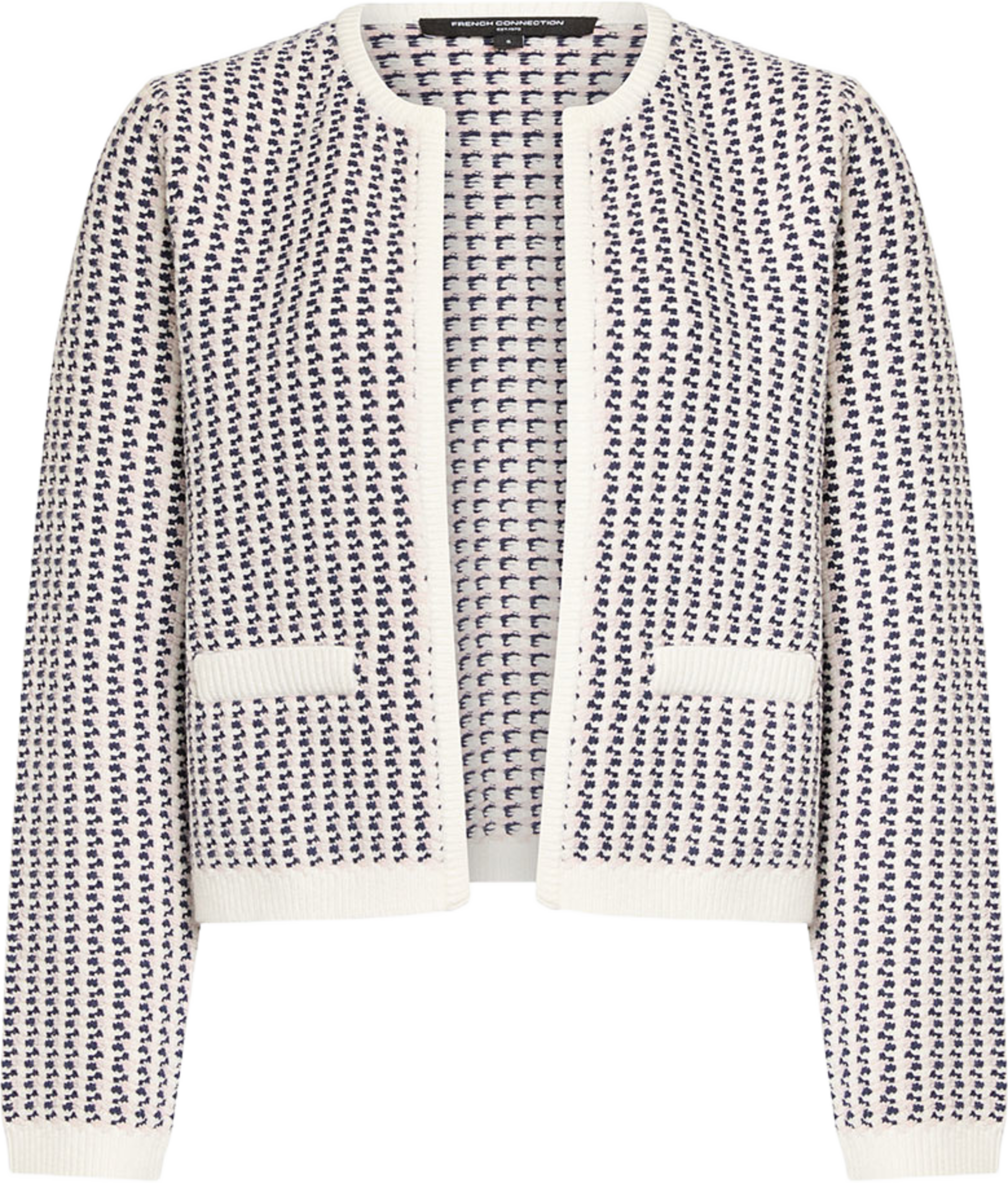 Noar Textured Knit Cardigan, från French Connection, i färgen Powder Pink. Klicka för att öppna bilden i stort format