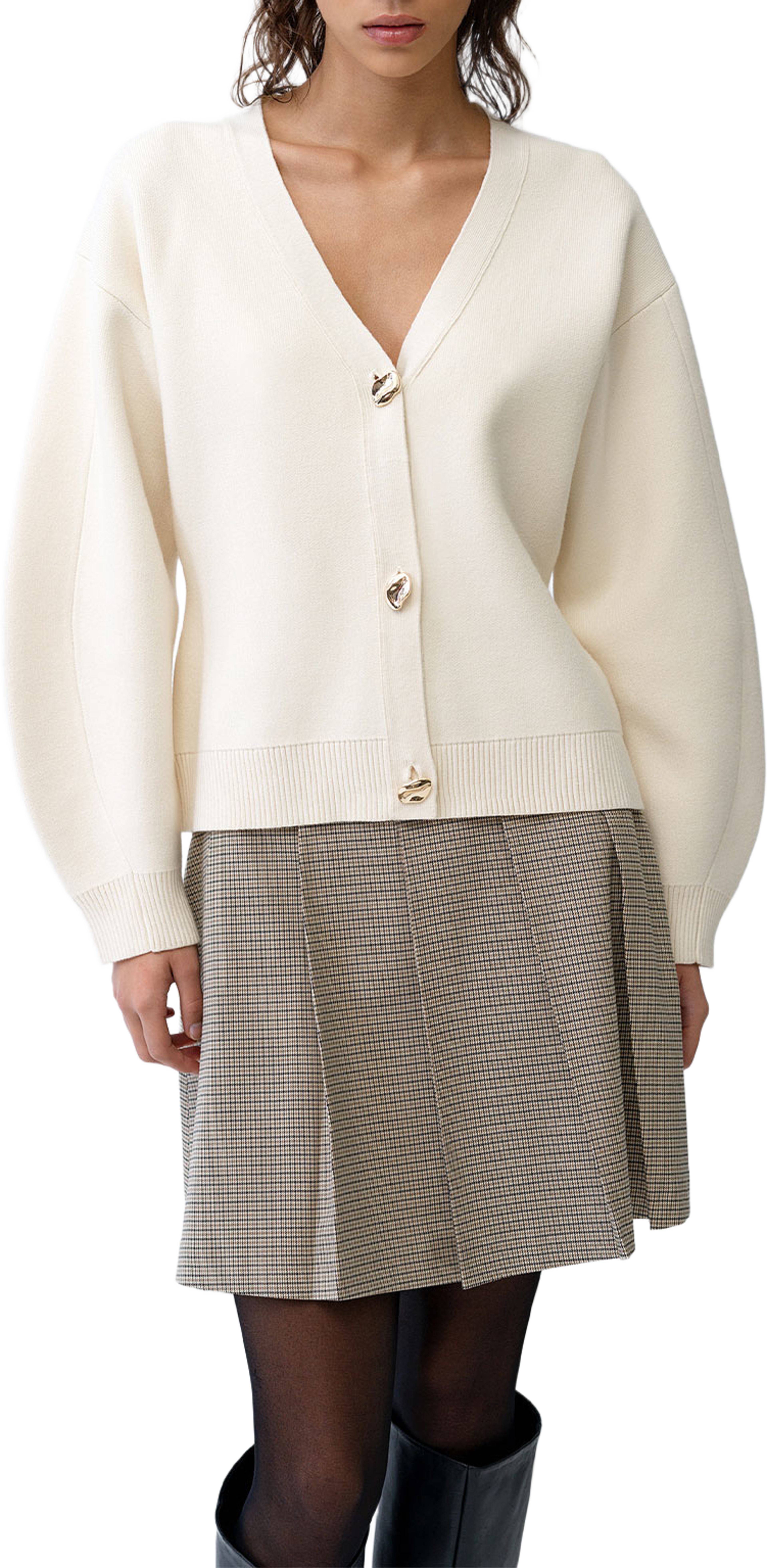 Missy Knit Cinched Waist Cardigan, från French Connection, i färgen Porcelain Cream. Klicka för att öppna bilden i stort format