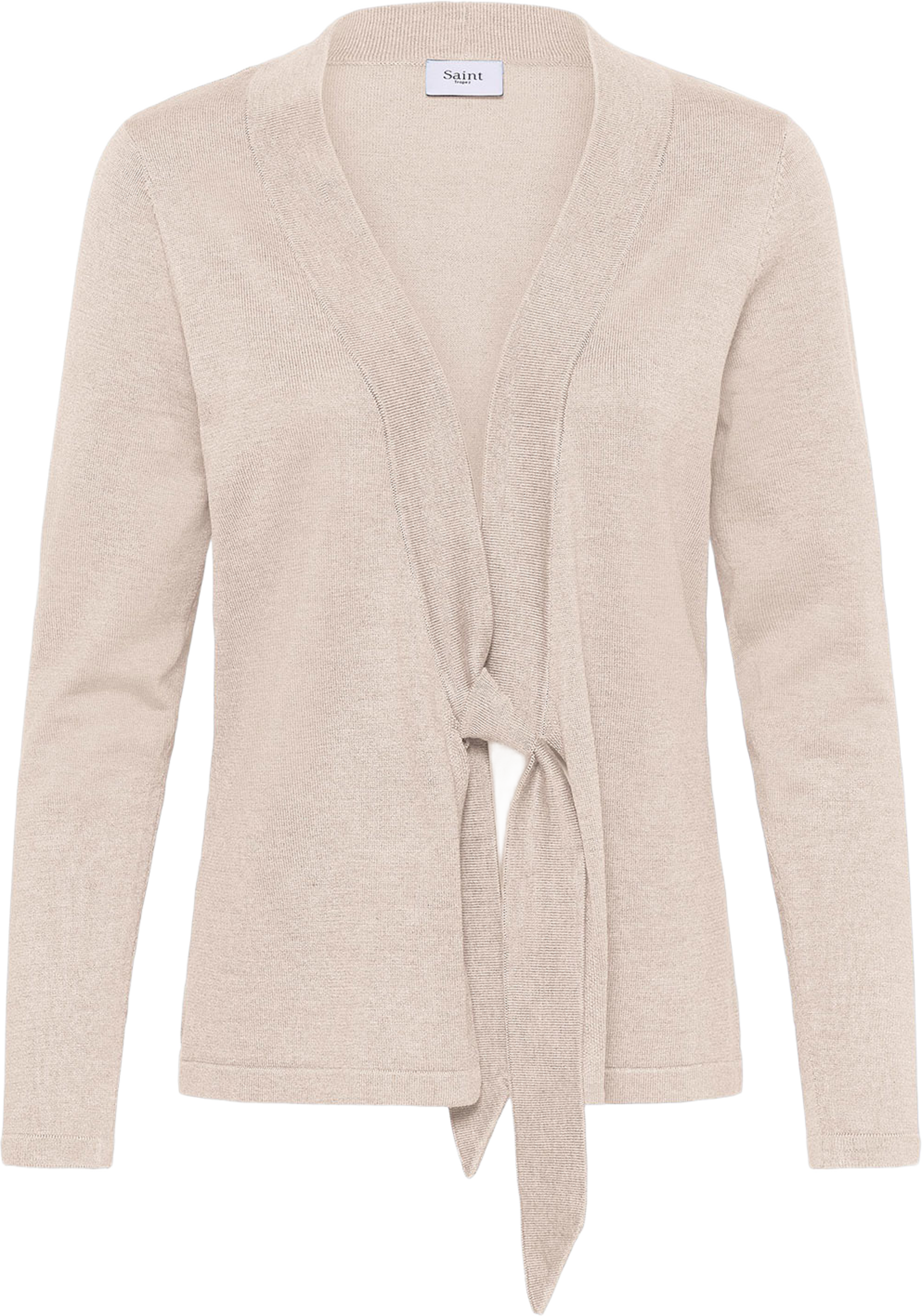 MilaSZ Tie Cardigan, från Saint Tropez, i färgen Gray Morn Melange. Klicka för att öppna bilden i stort format