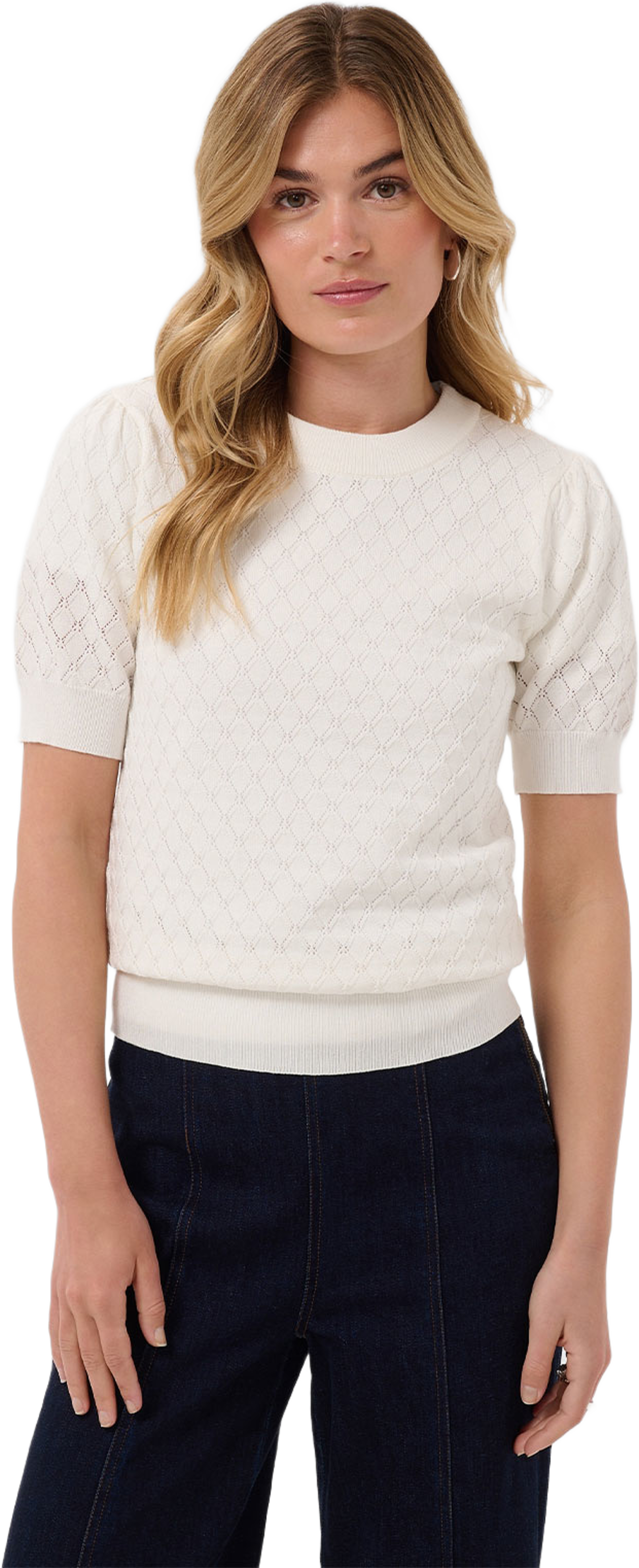 MilaSZ Needledrop SS Pullover, från Saint Tropez, i färgen Ice. Klicka för att öppna bilden i stort format