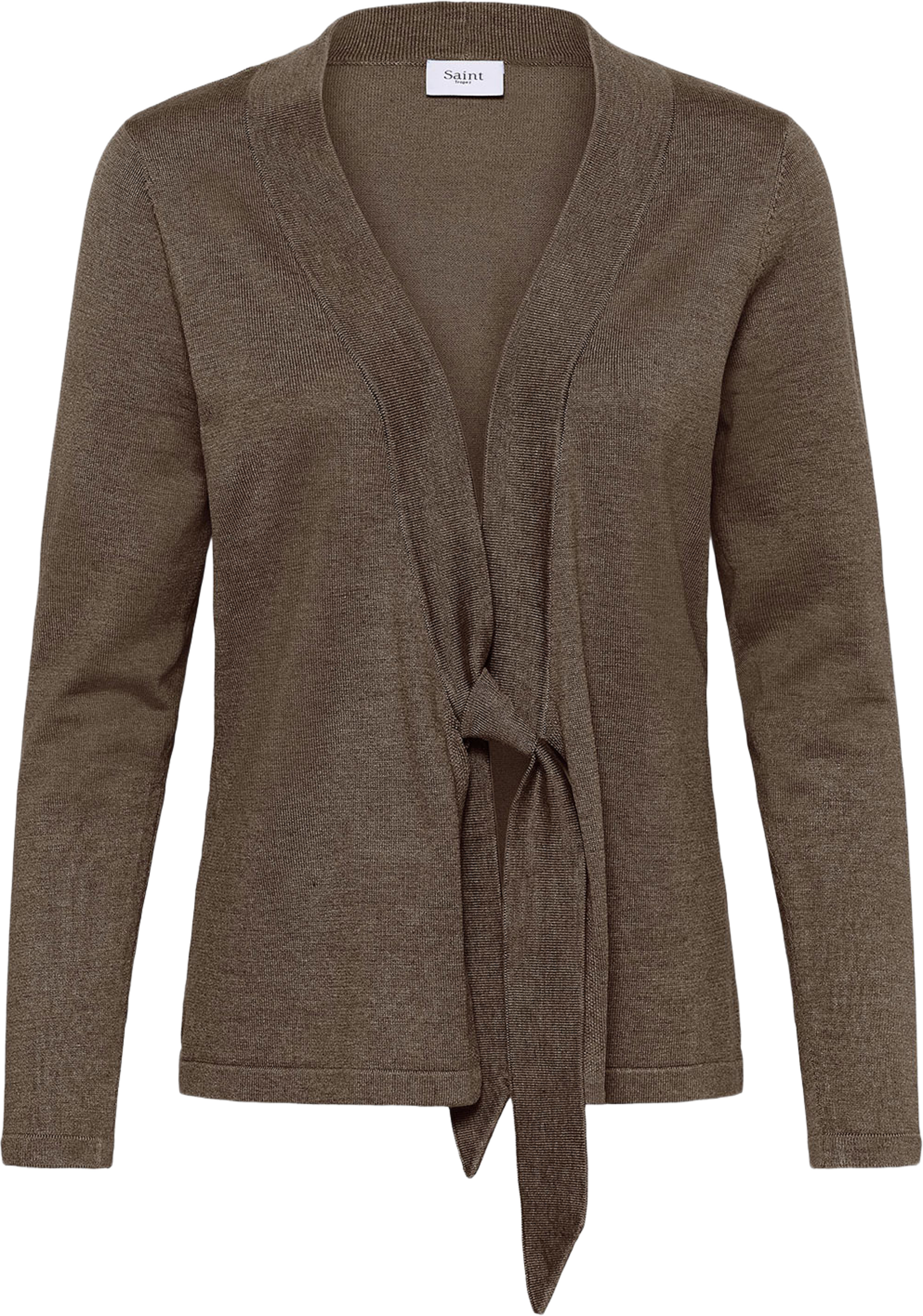 MilaSZ Tie Cardigan, från Saint Tropez, i färgen Major Brown Melange. Klicka för att öppna bilden i stort format