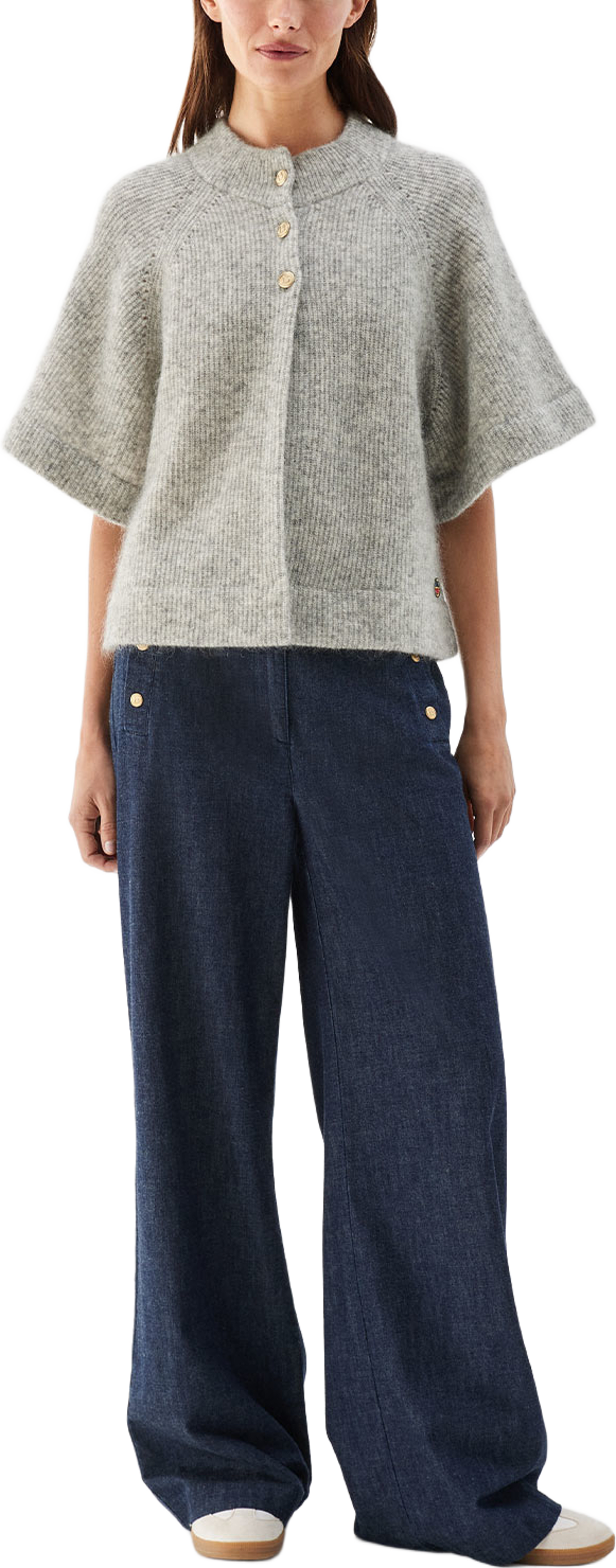 Vilanie Cardigan, från Busnel, i färgen Light Grey Melange. Klicka för att öppna bilden i stort format