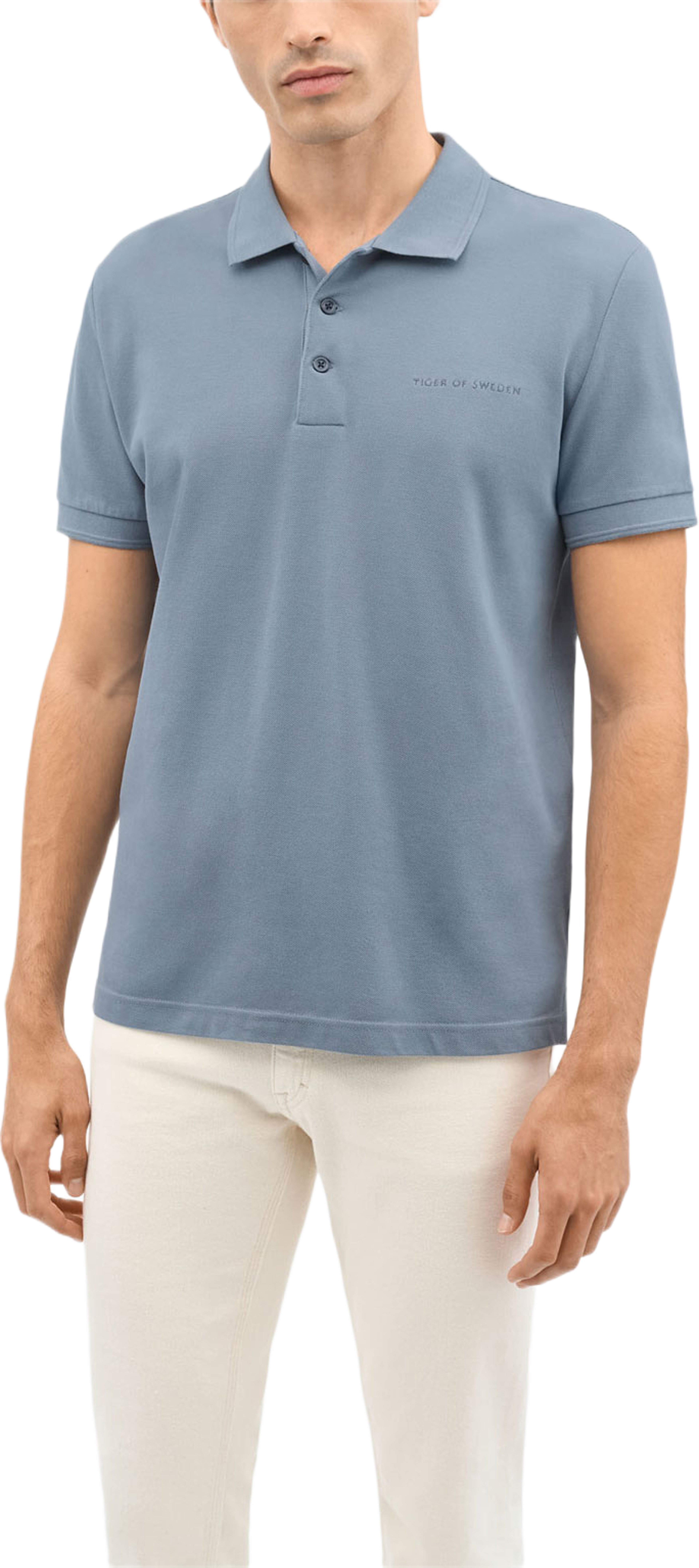 Darios Pikétröja i Bomull, från Tiger of Sweden, i färgen Dull Blue. Klicka för att öppna bilden i stort format