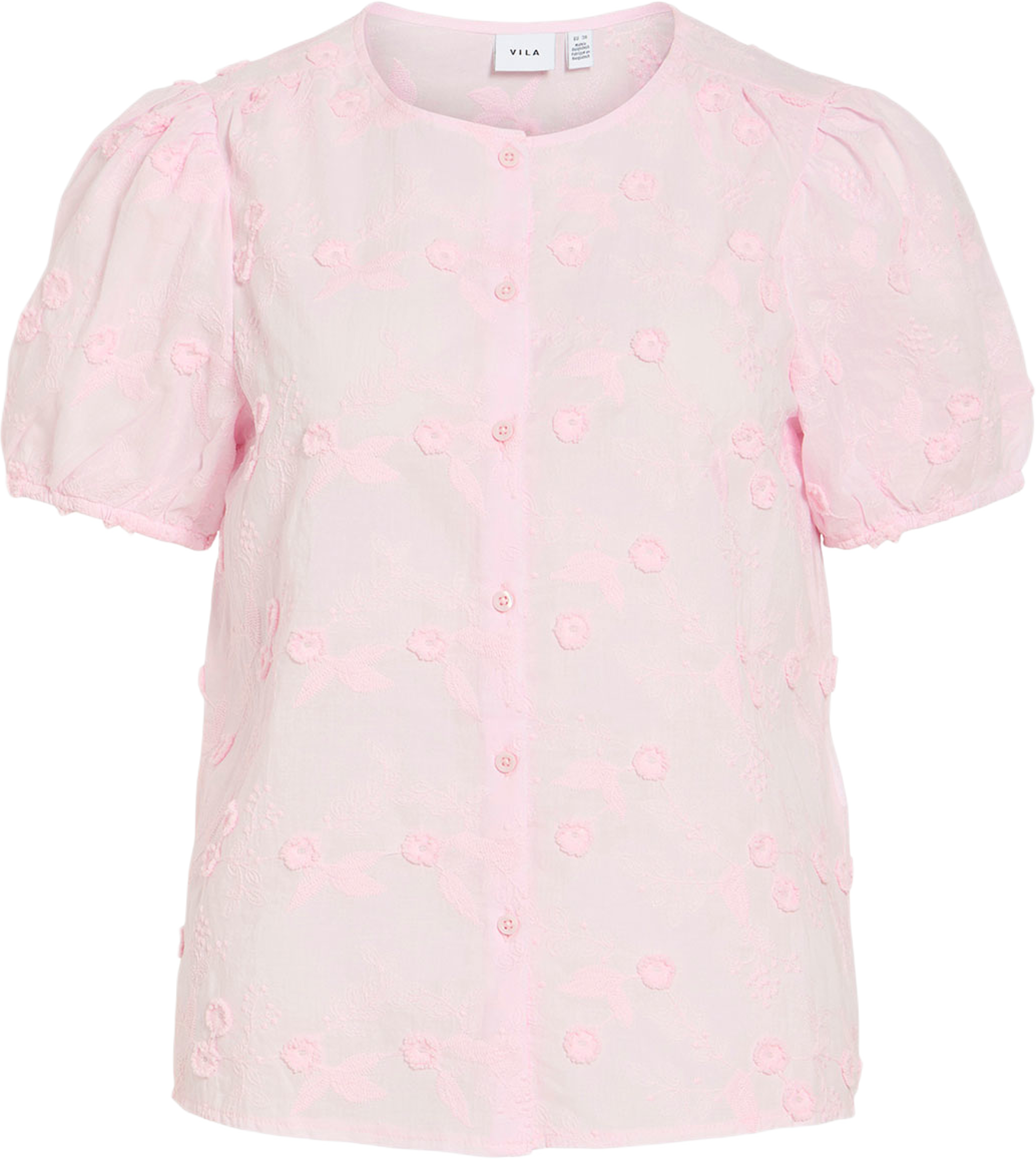 VISIMONE O-NECK S/S TOP/R, från Vila, i färgen Cherry Blossom. Klicka för att öppna bilden i stort format