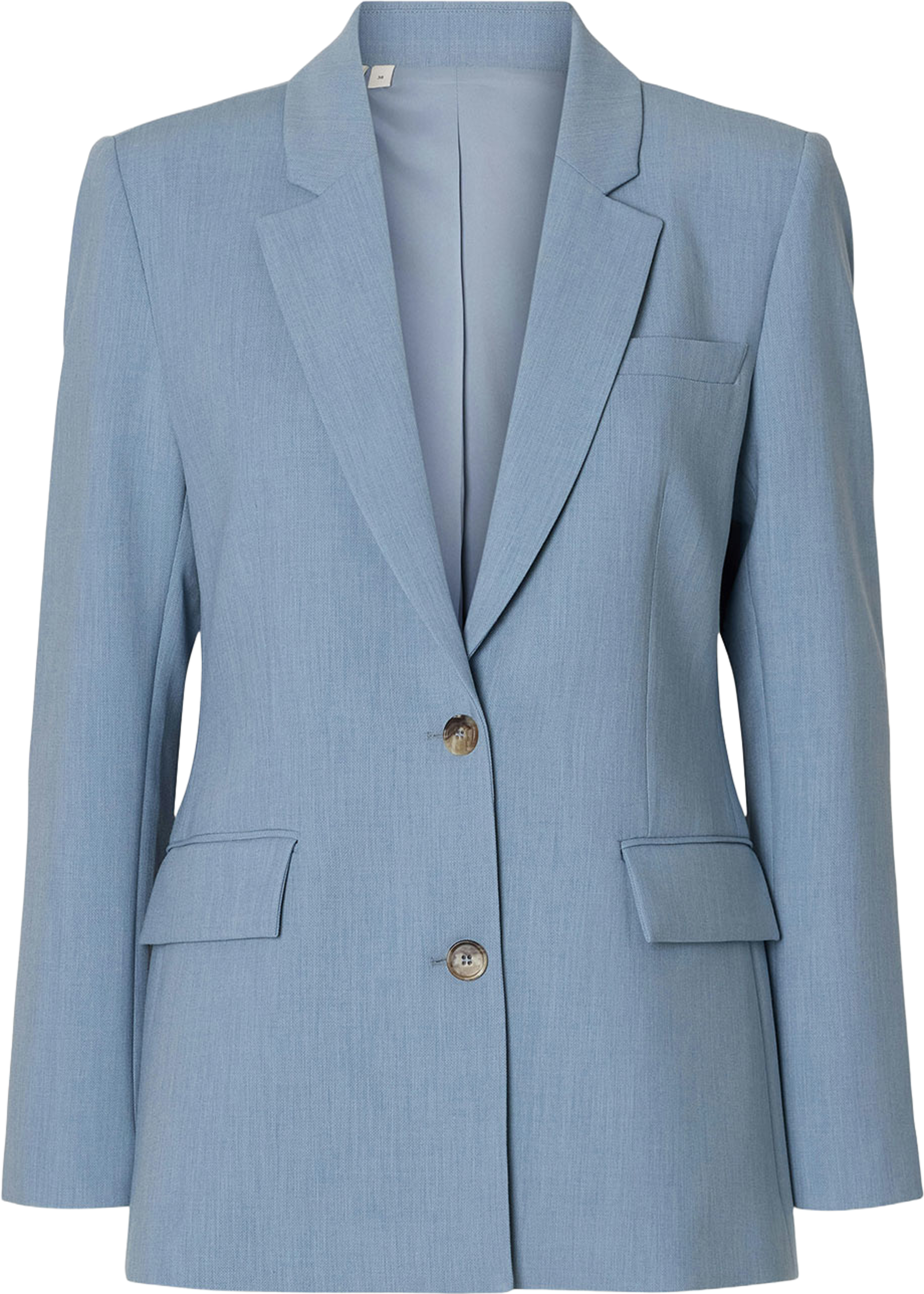 SLFRITA CLASSIC BLAZER MEL, från Selected Femme, i färgen Dusty Blue Melange. Klicka för att öppna bilden i stort format