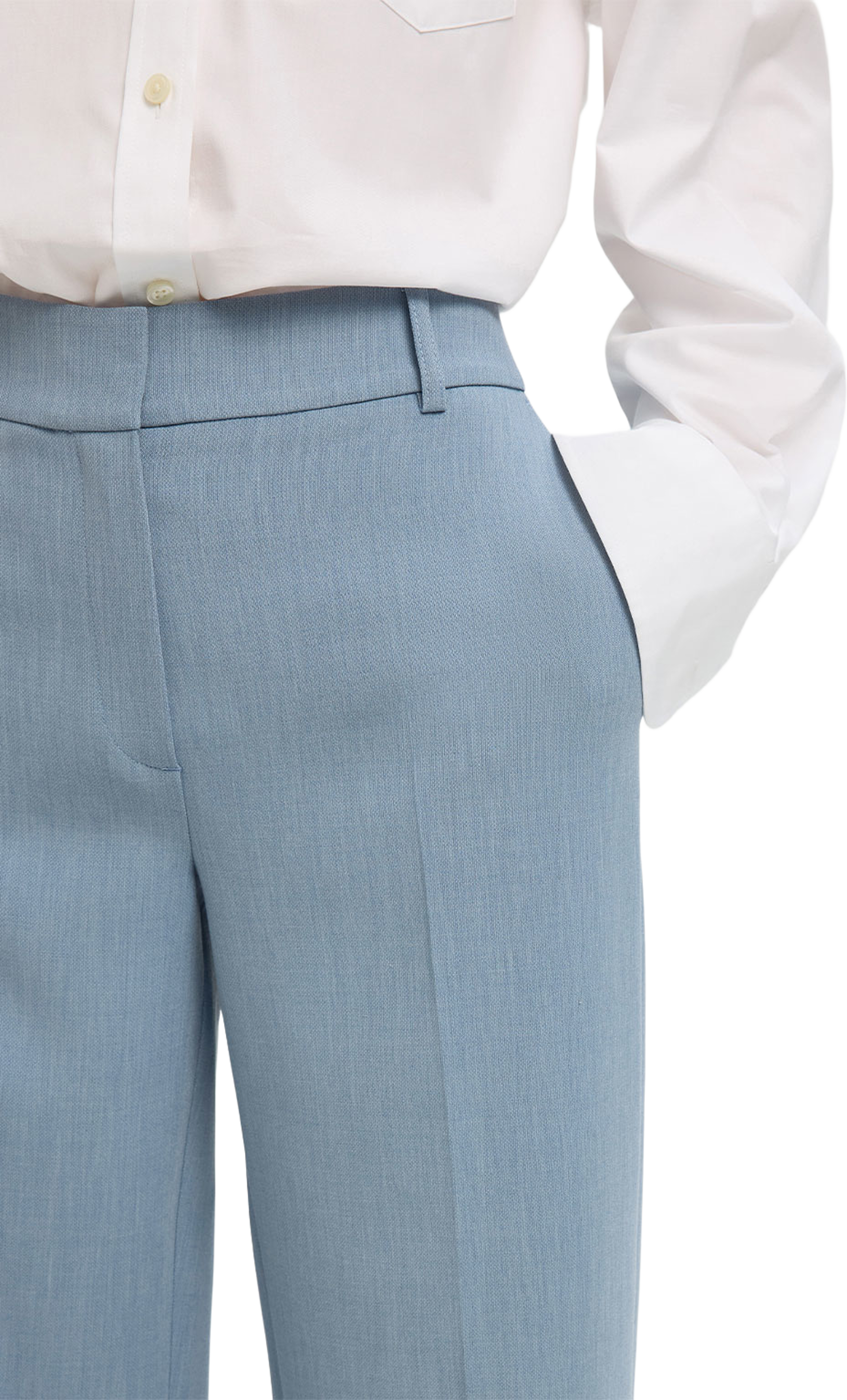 SLFRITA MW WIDE PANT MEL, från Selected Femme, i färgen Dusty Blue Melange. Klicka för att öppna bilden i stort format