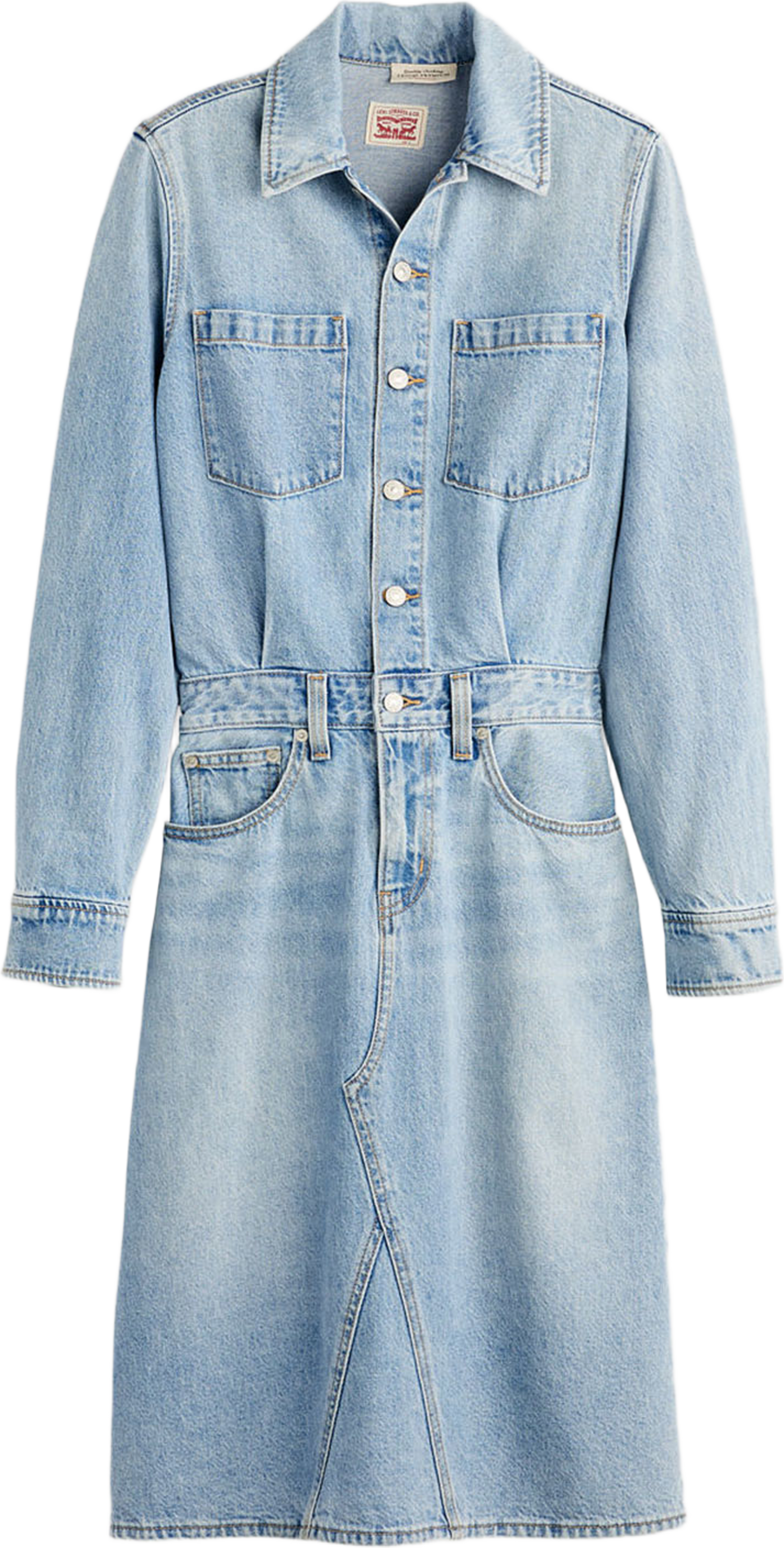 Long Sleeve A Line Western Dress, från Levi's, i färgen Light Indigo - Worn In. Klicka för att öppna bilden i stort format