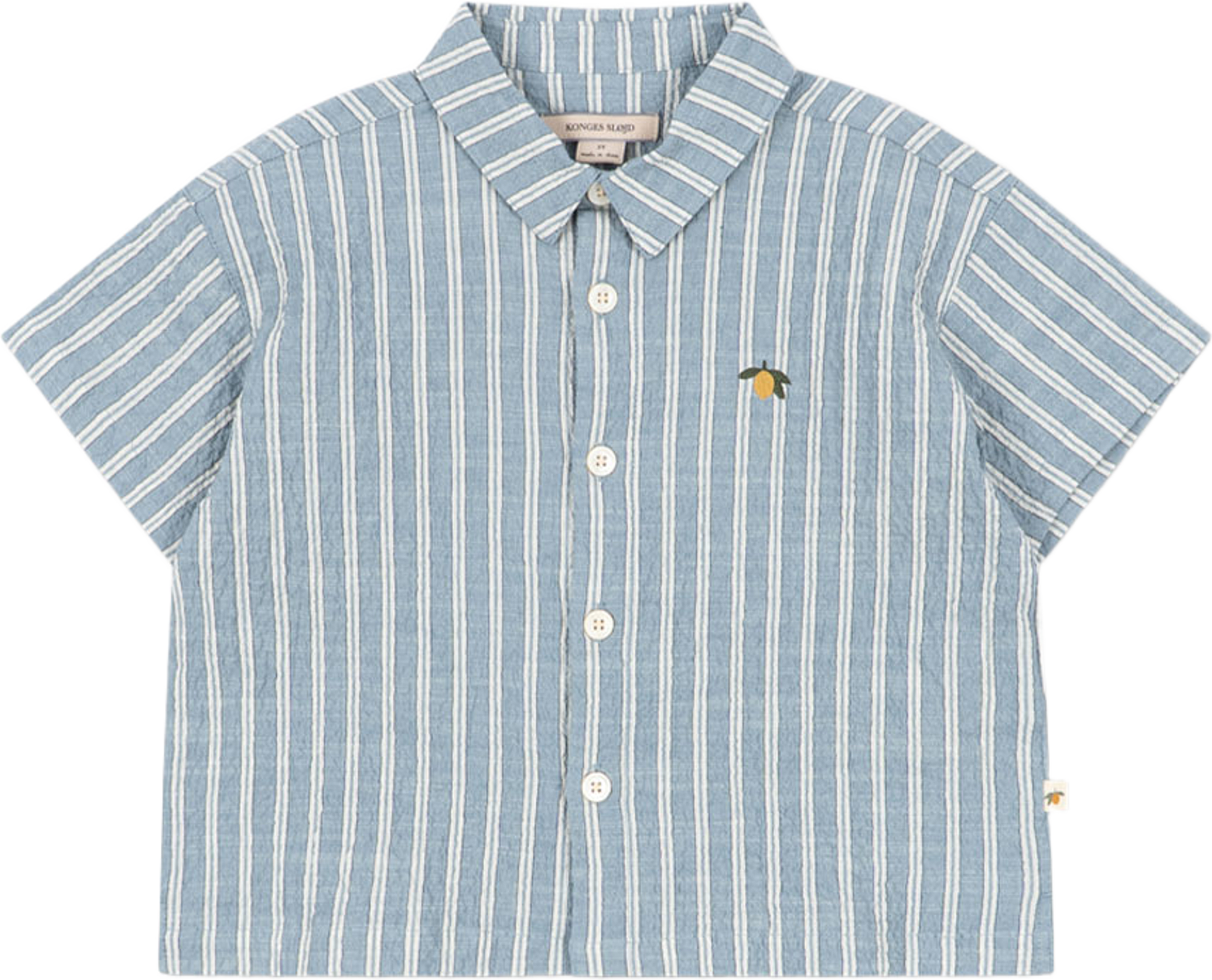 ELLIOT SS SHIRT GOTS, från Konges Sløjd, i färgen Trio Bleu Stripe. Klicka för att öppna bilden i stort format