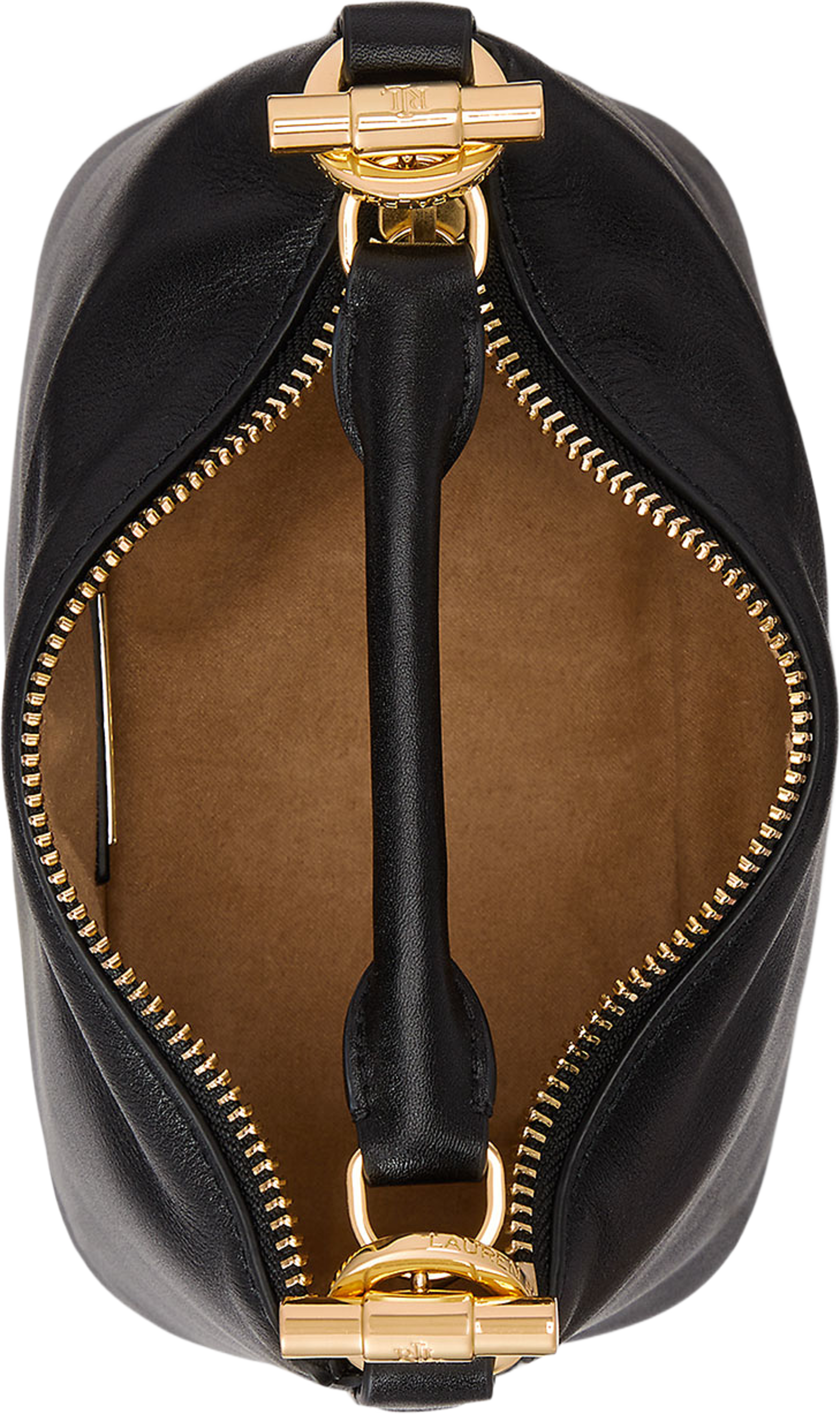 Nappa Leather Mini Blaike Shoulder Bag, från Lauren Ralph Lauren, i färgen Black. Klicka för att öppna bilden i stort format