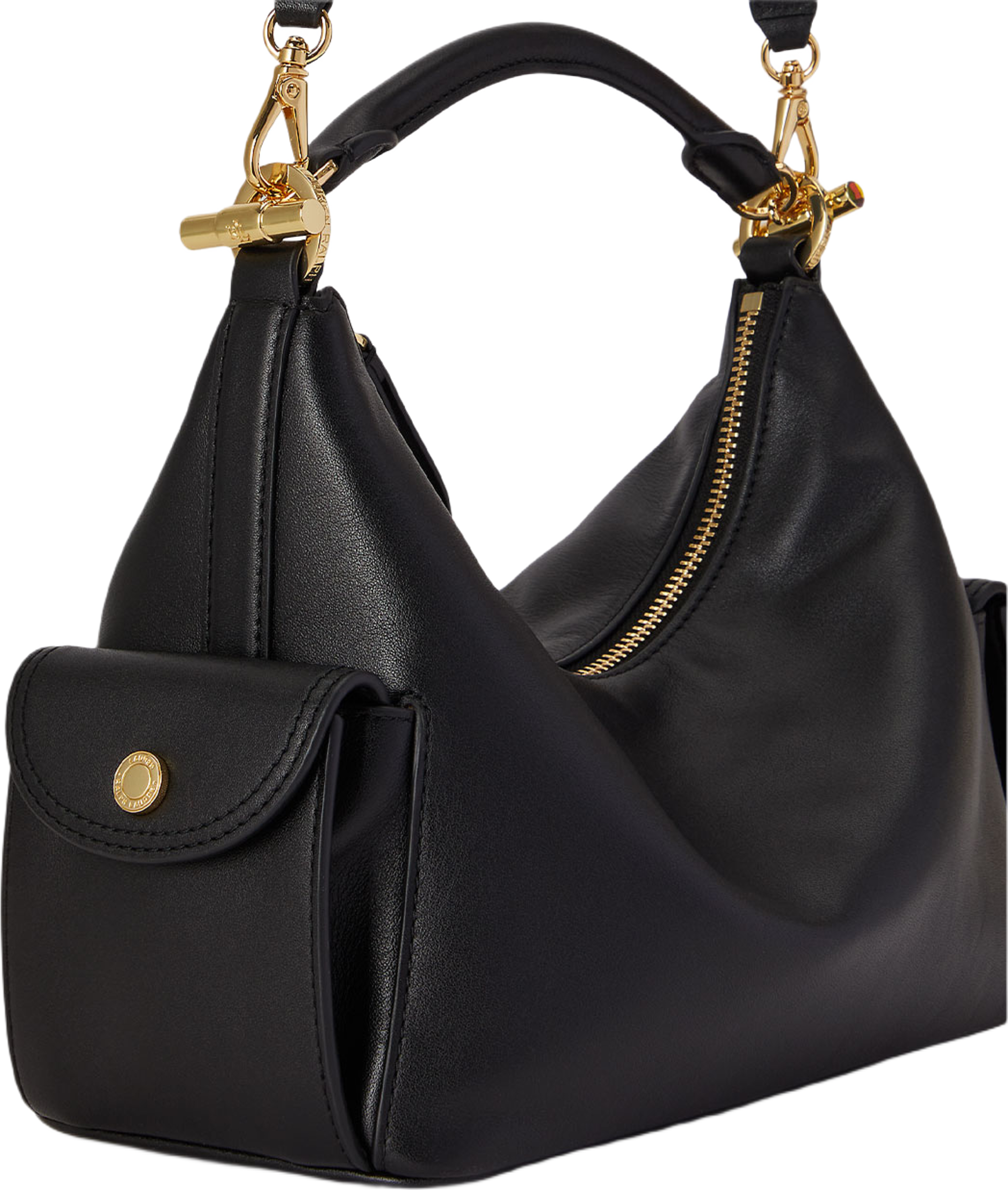 Nappa Leather Small Blaike Shoulder Bag, från Lauren Ralph Lauren, i färgen Black. Klicka för att öppna bilden i stort format