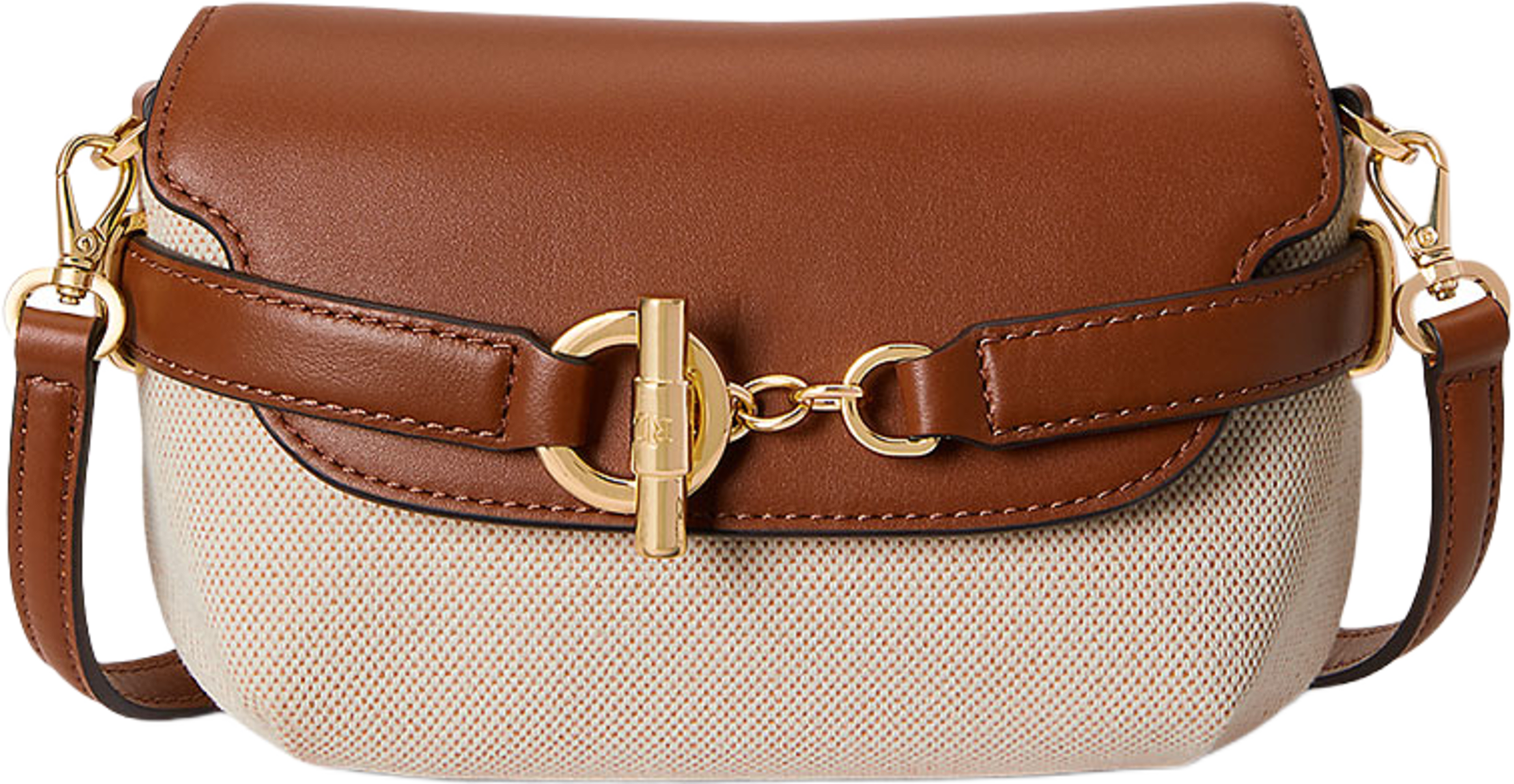 Canvas Small Blaike Crossbody Bag, från Lauren Ralph Lauren, i färgen Ntrl/Buff Canvas/Tan. Klicka för att öppna bilden i stort format