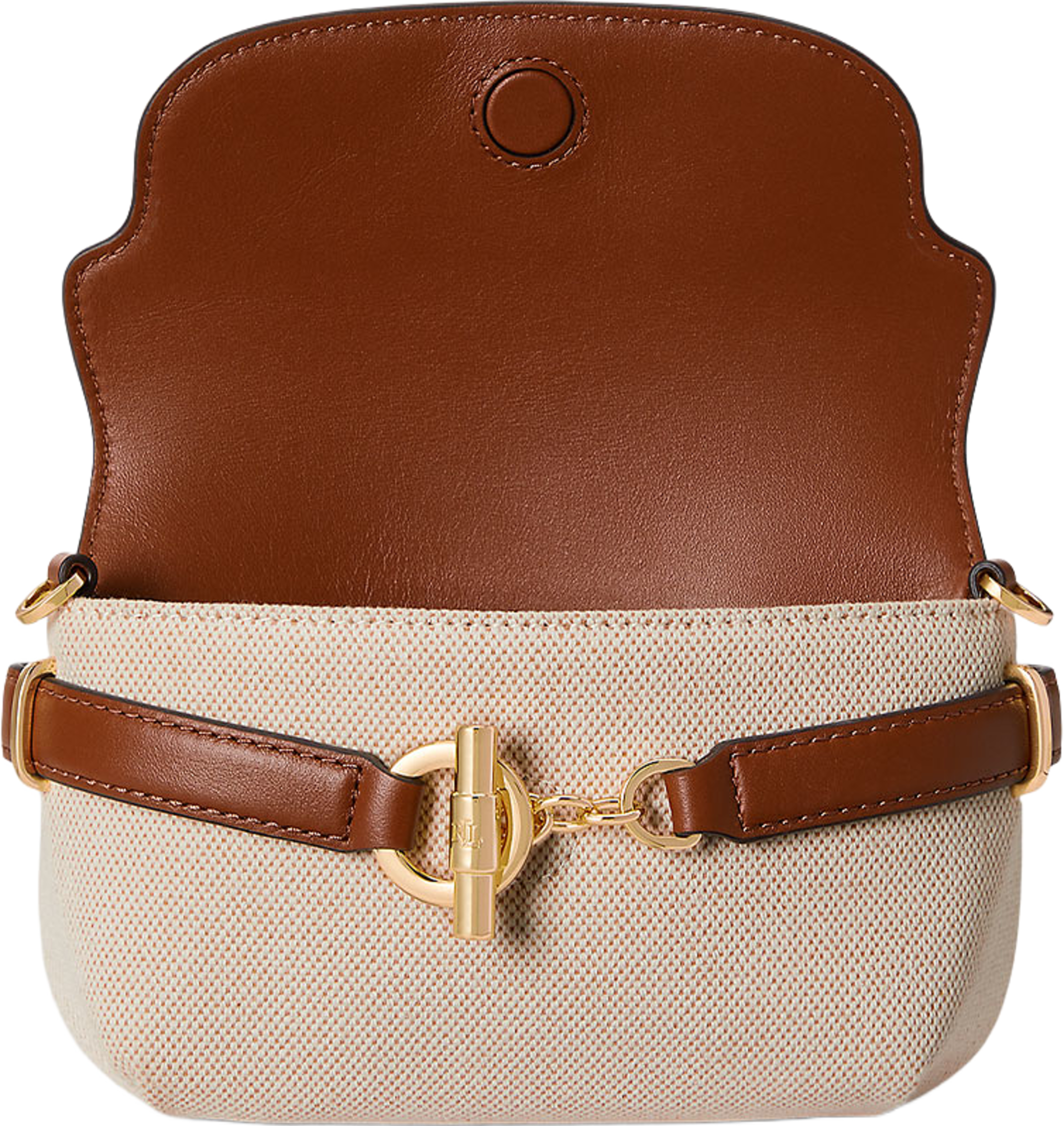 Canvas Small Blaike Crossbody Bag, från Lauren Ralph Lauren, i färgen Ntrl/Buff Canvas/Tan. Klicka för att öppna bilden i stort format