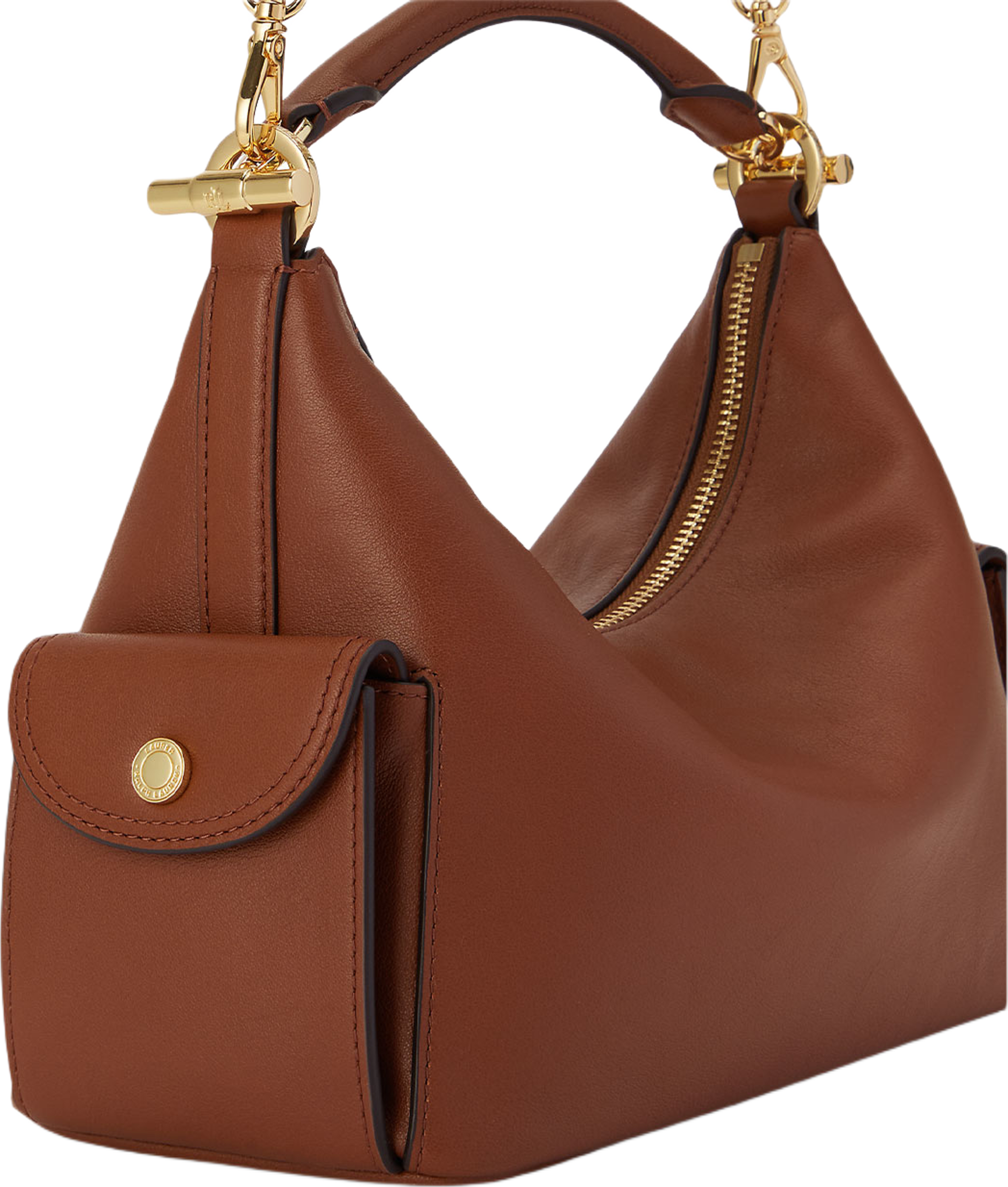 Nappa Leather Small Blaike Shoulder Bag, från Lauren Ralph Lauren, i färgen Lauren Tan. Klicka för att öppna bilden i stort format