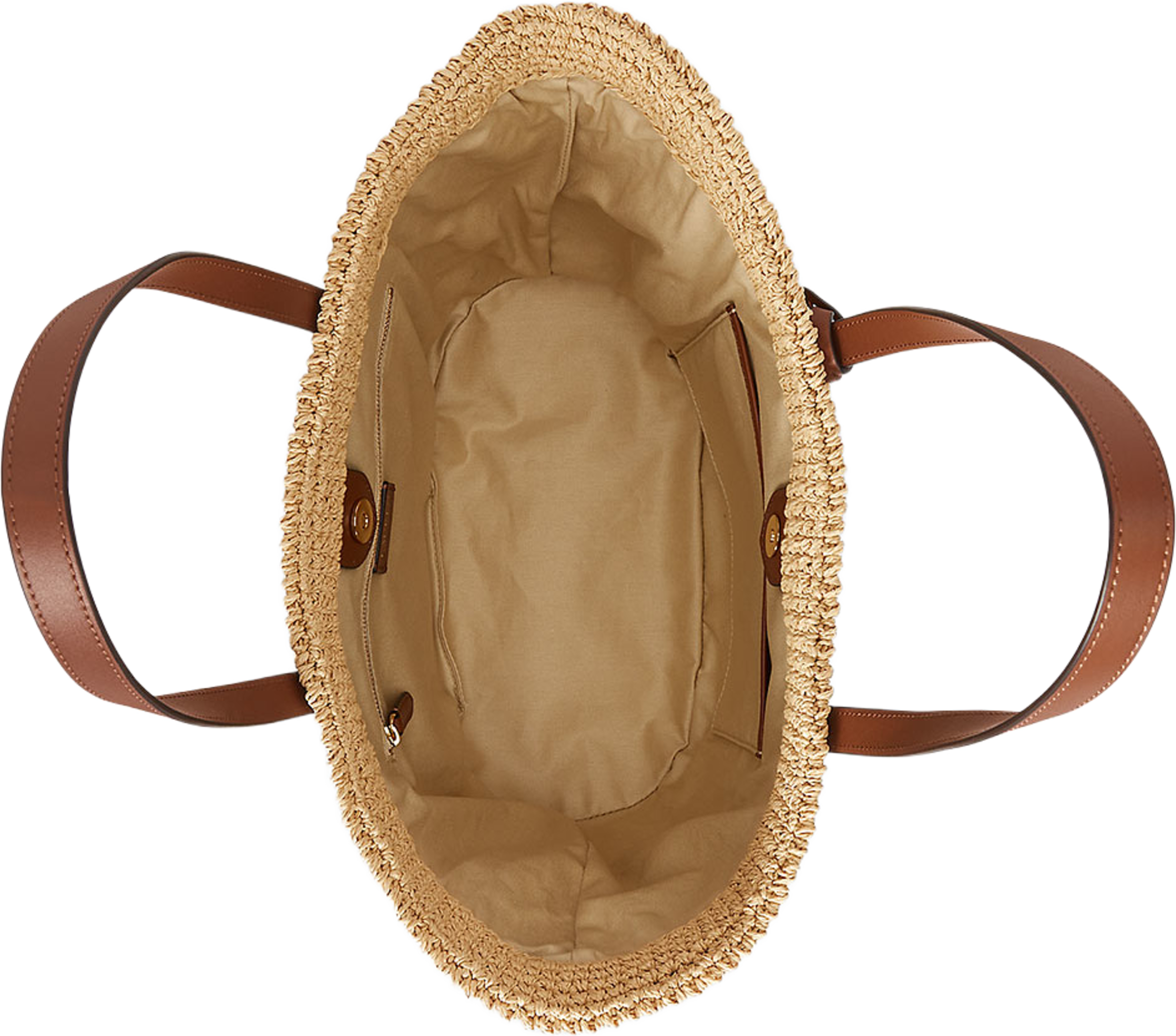 Crocheted Straw Large Lainey Tote Bag, från Lauren Ralph Lauren, i färgen Natural/Lauren Tan. Klicka för att öppna bilden i stort format