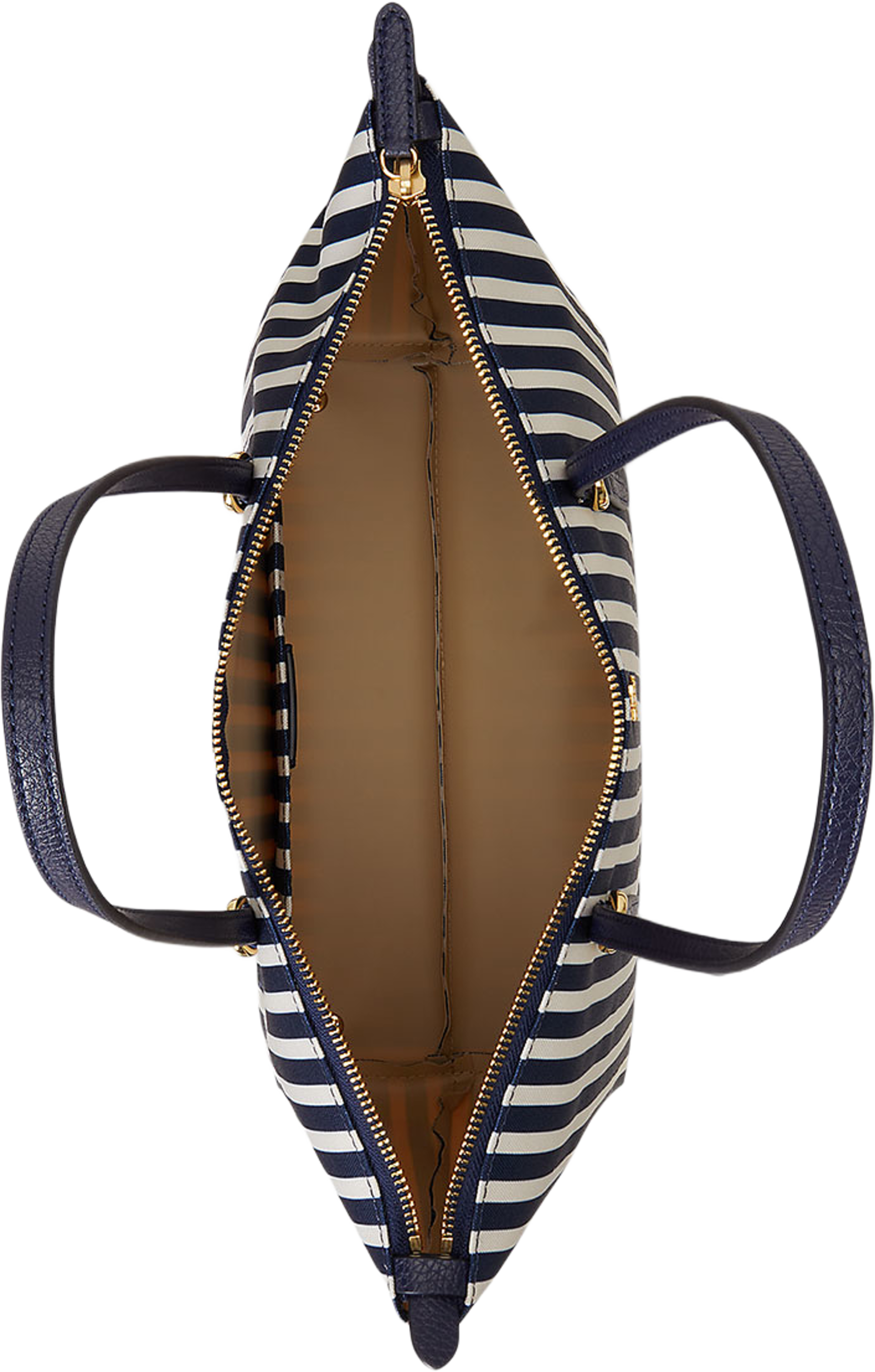 Nylon Medium Keaton Tote, från Lauren Ralph Lauren, i färgen Skinny Stripe/Refined Navy. Klicka för att öppna bilden i stort format