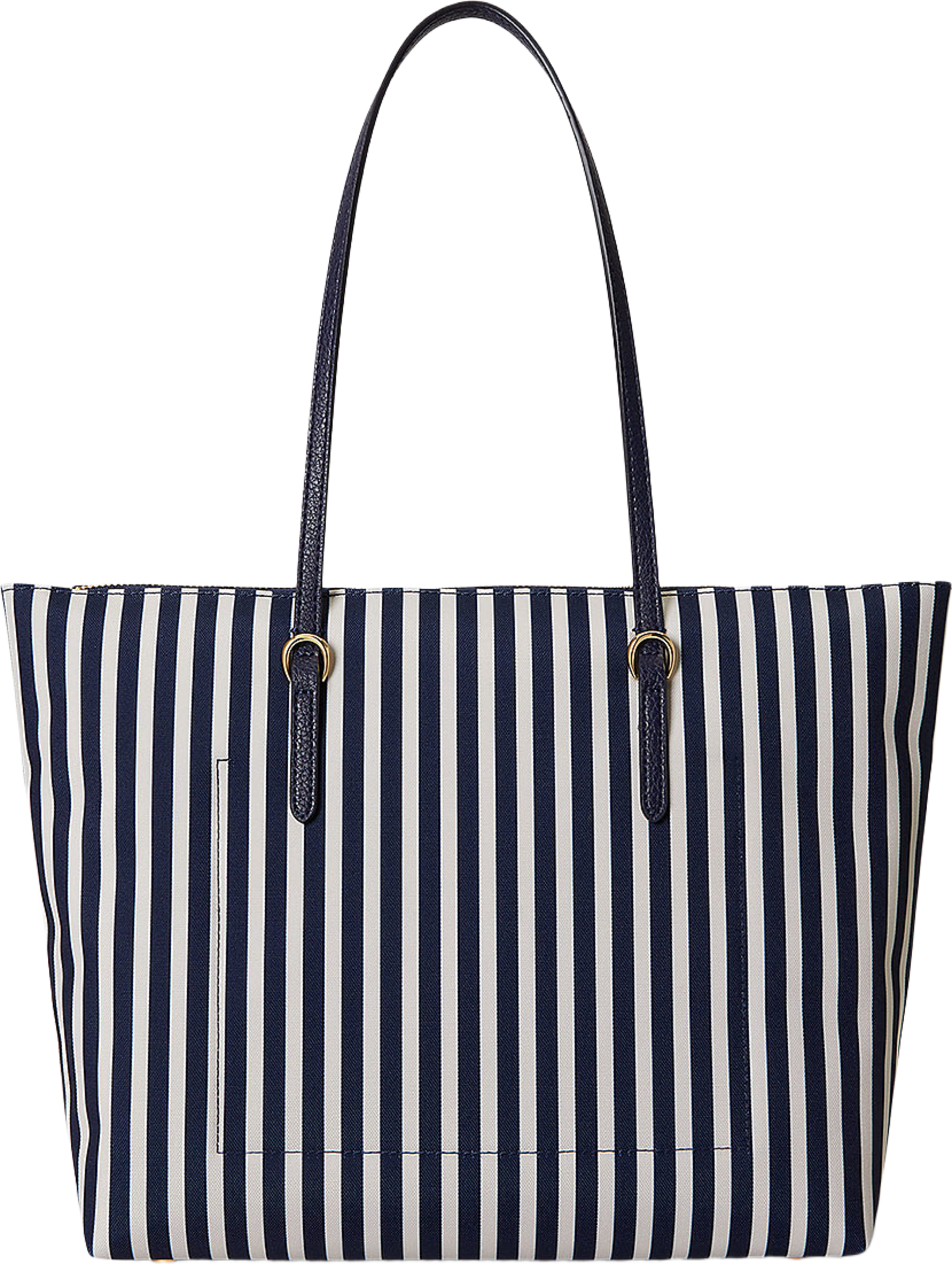 Nylon Medium Keaton Tote, från Lauren Ralph Lauren, i färgen Skinny Stripe/Refined Navy. Klicka för att öppna bilden i stort format