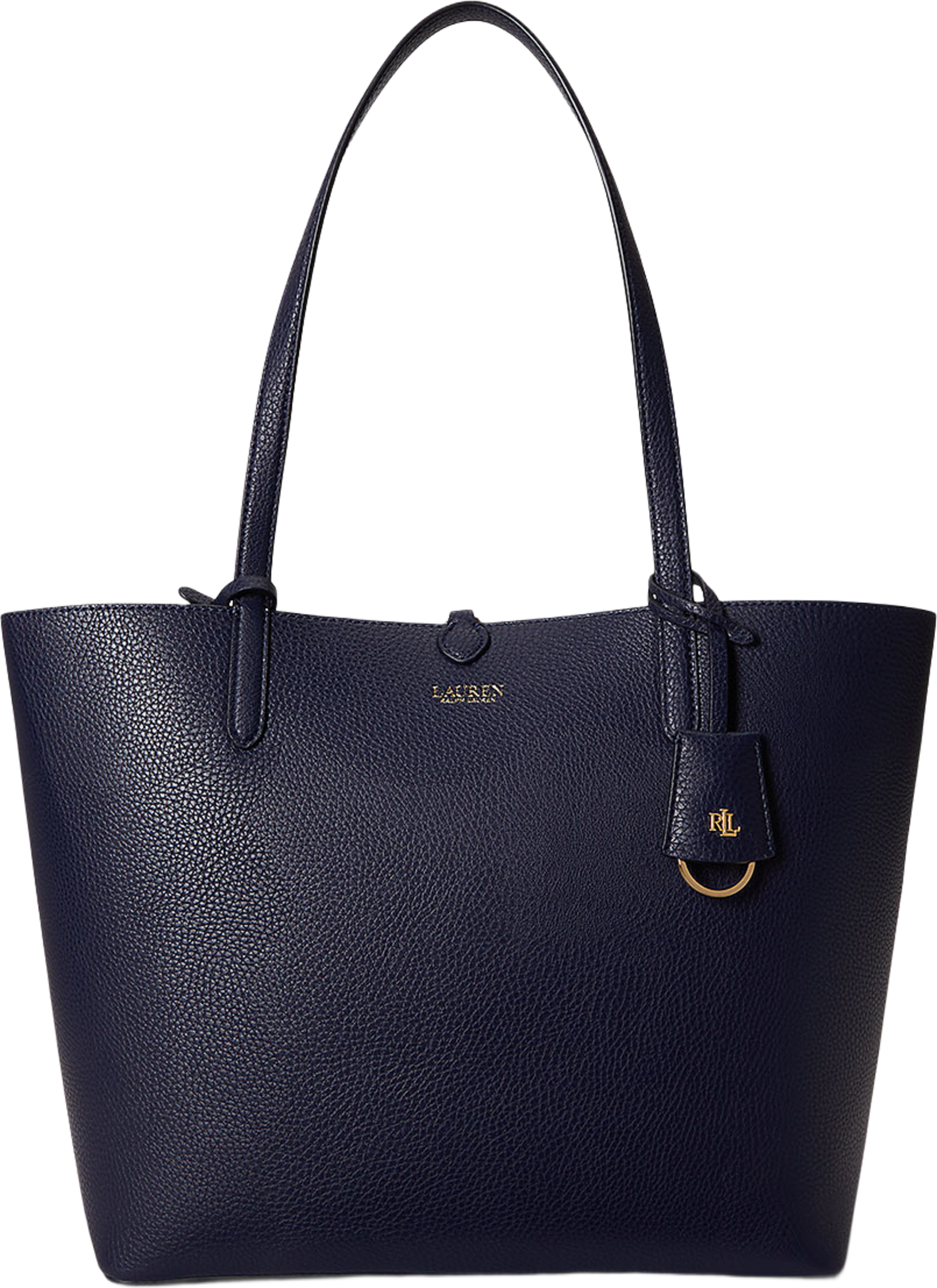 Faux-Leather Reversible Tote, från Lauren Ralph Lauren, i färgen Refined Navy/Skinny Stripe. Klicka för att öppna bilden i stort format