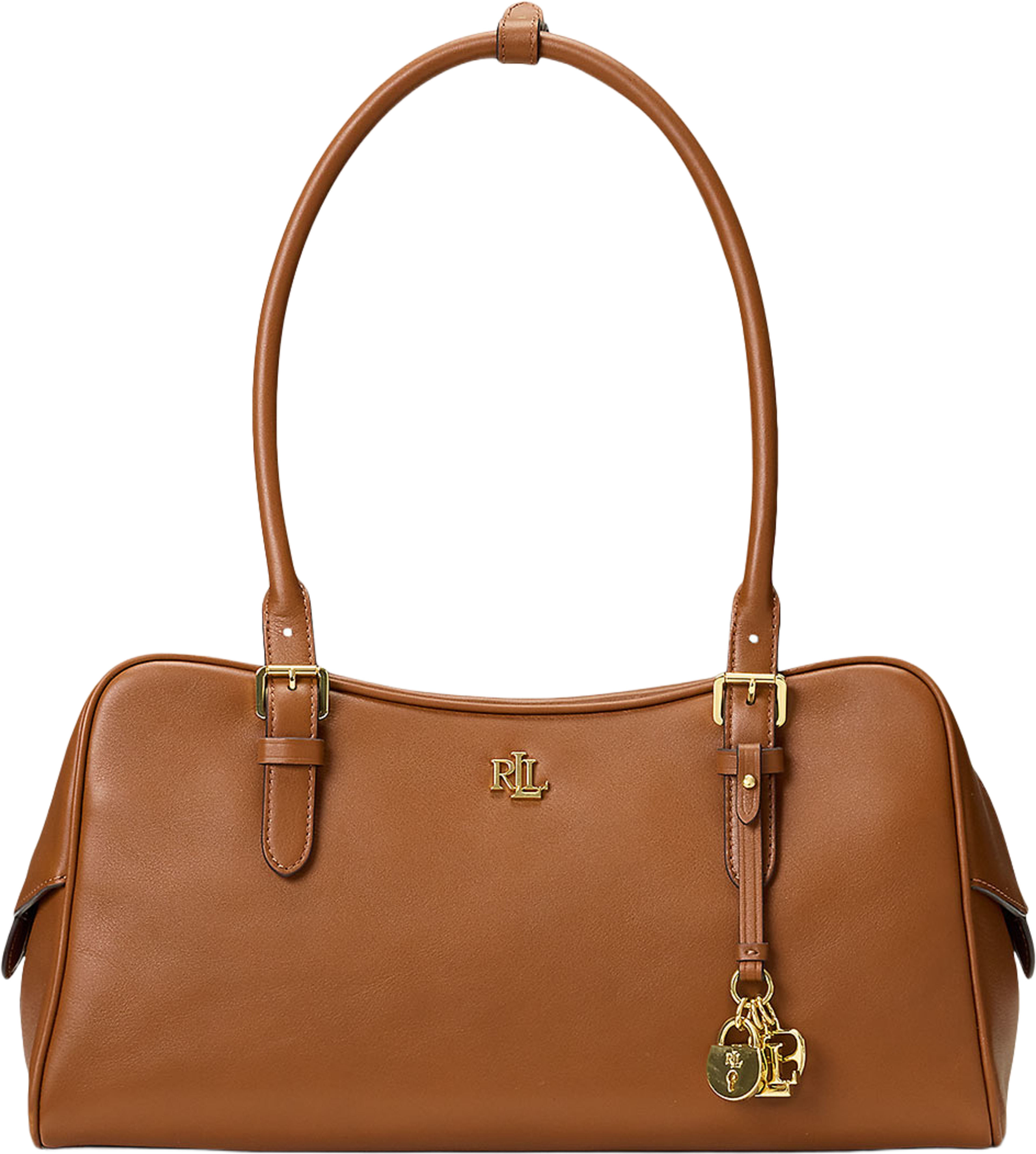 Leather Large Marcy Zip Satchel, från Lauren Ralph Lauren, i färgen Lauren Tan. Klicka för att öppna bilden i stort format