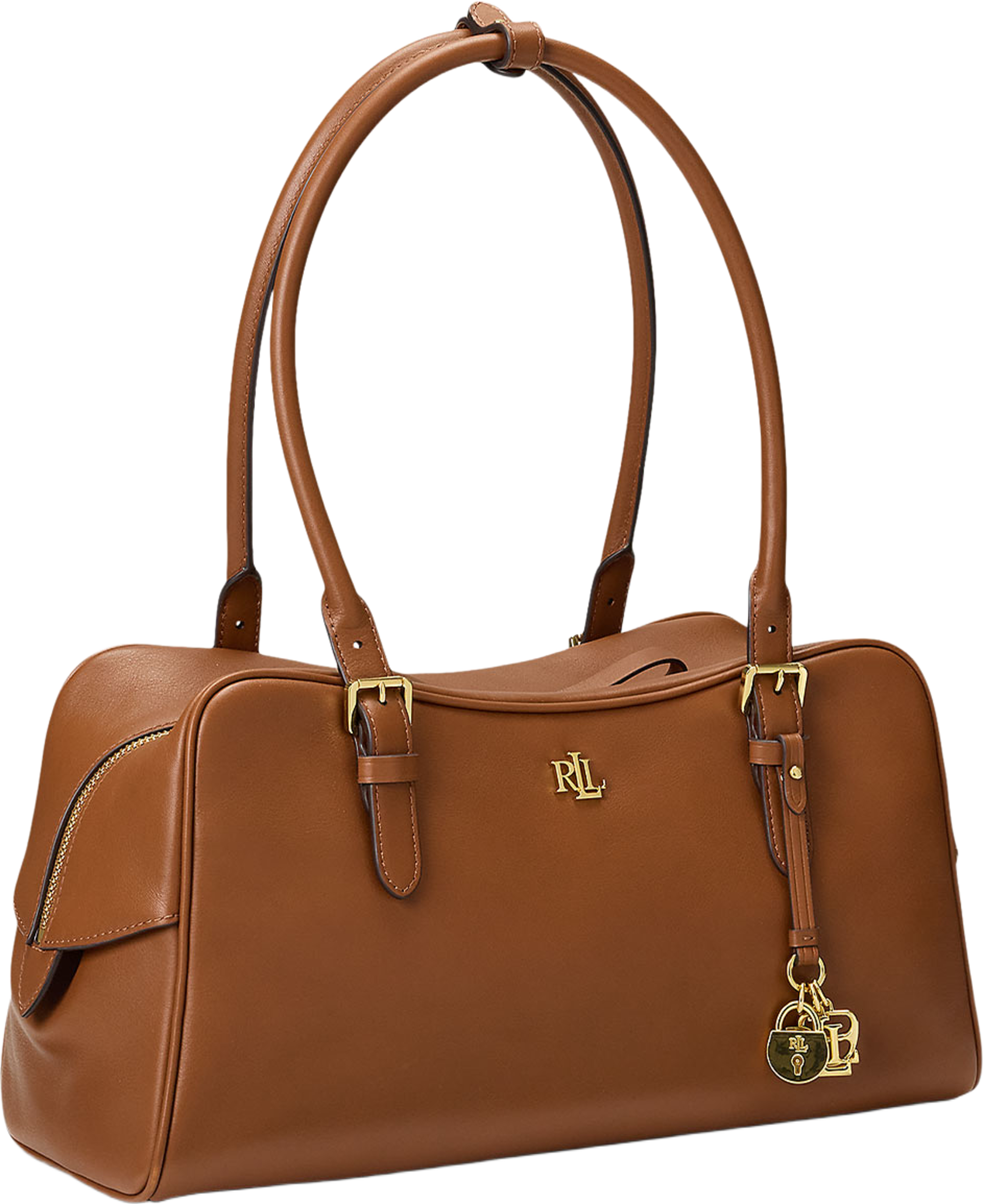 Leather Large Marcy Zip Satchel, från Lauren Ralph Lauren, i färgen Lauren Tan. Klicka för att öppna bilden i stort format
