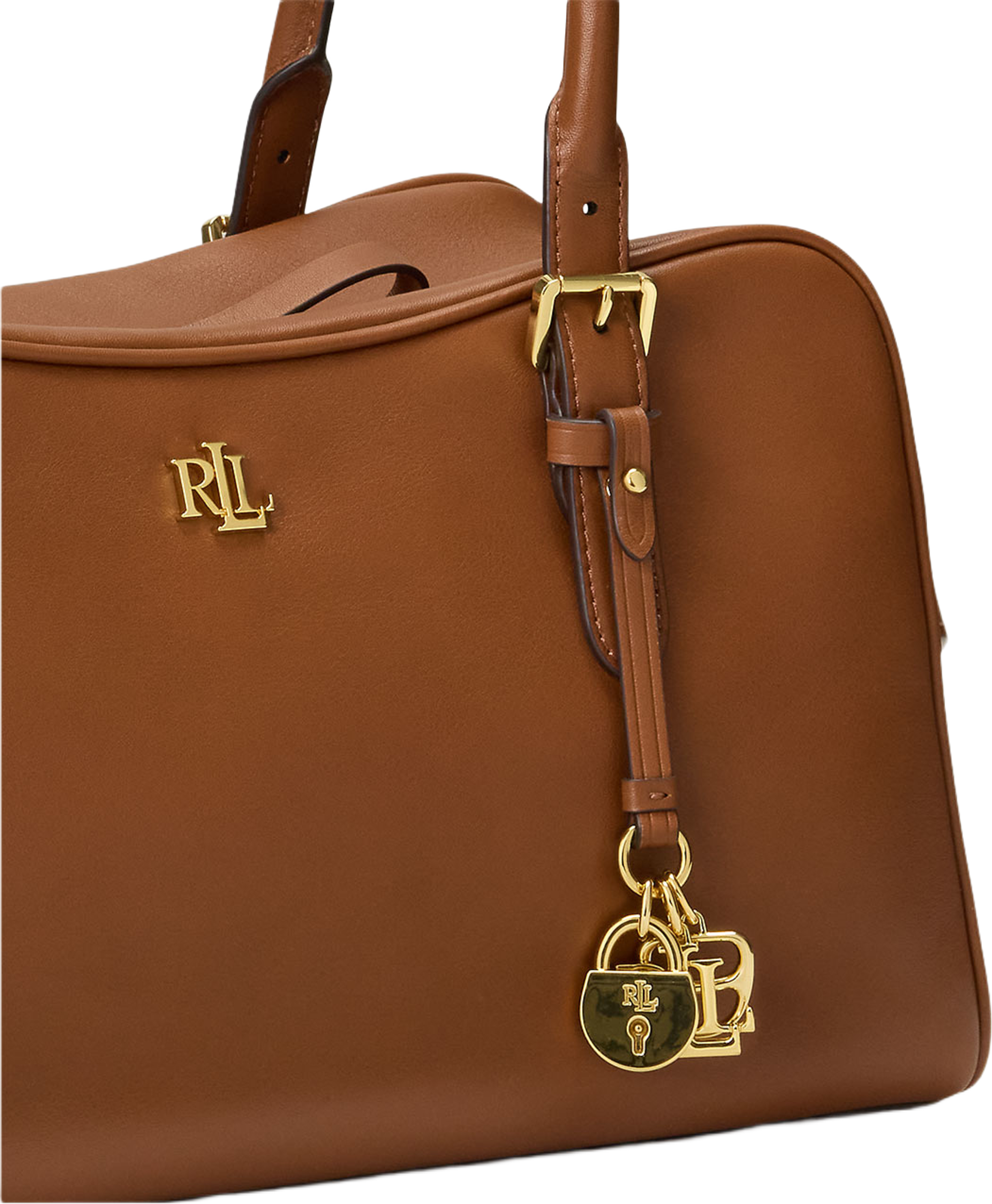 Leather Large Marcy Zip Satchel, från Lauren Ralph Lauren, i färgen Lauren Tan. Klicka för att öppna bilden i stort format