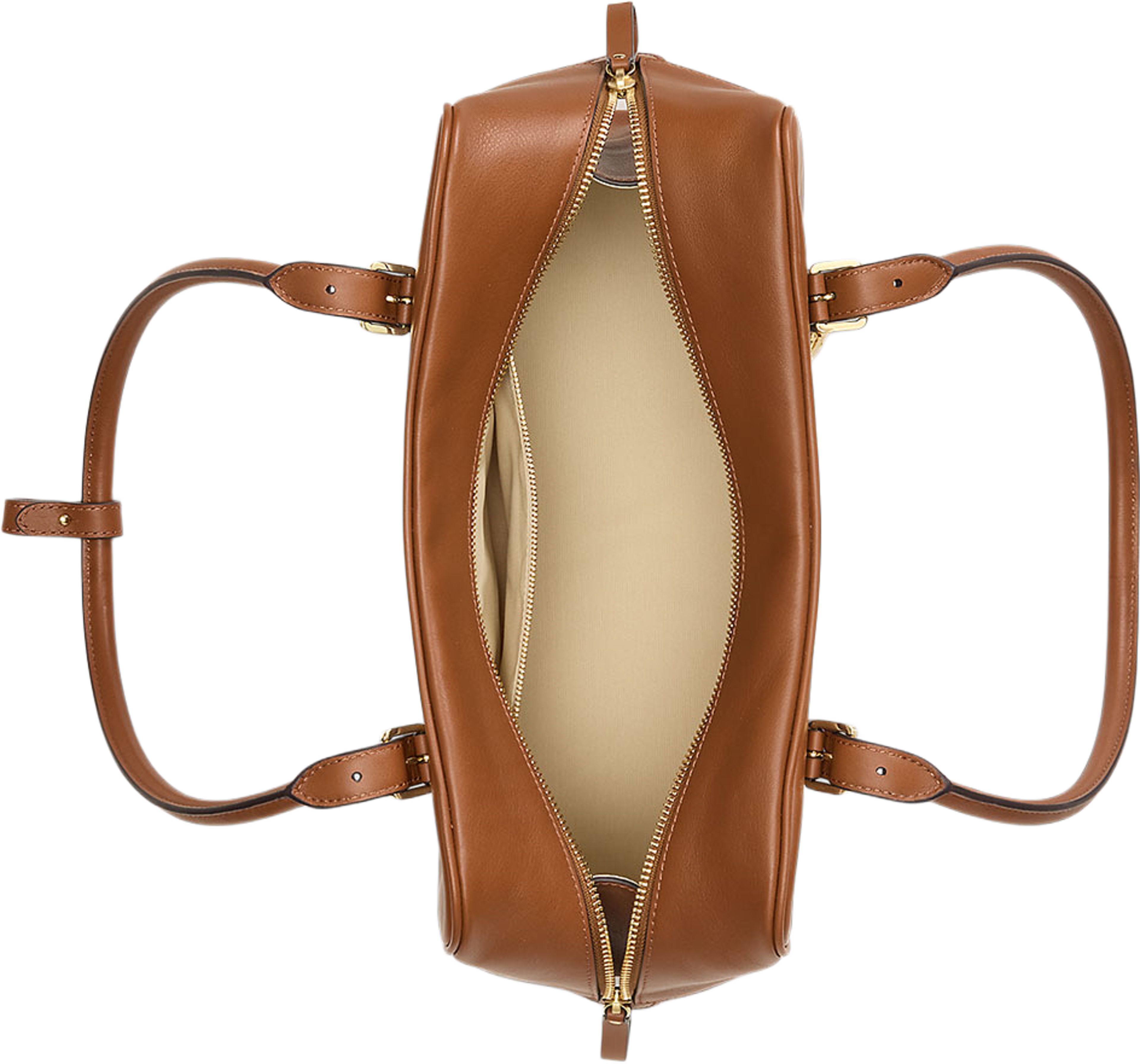 Leather Large Marcy Zip Satchel, från Lauren Ralph Lauren, i färgen Lauren Tan. Klicka för att öppna bilden i stort format