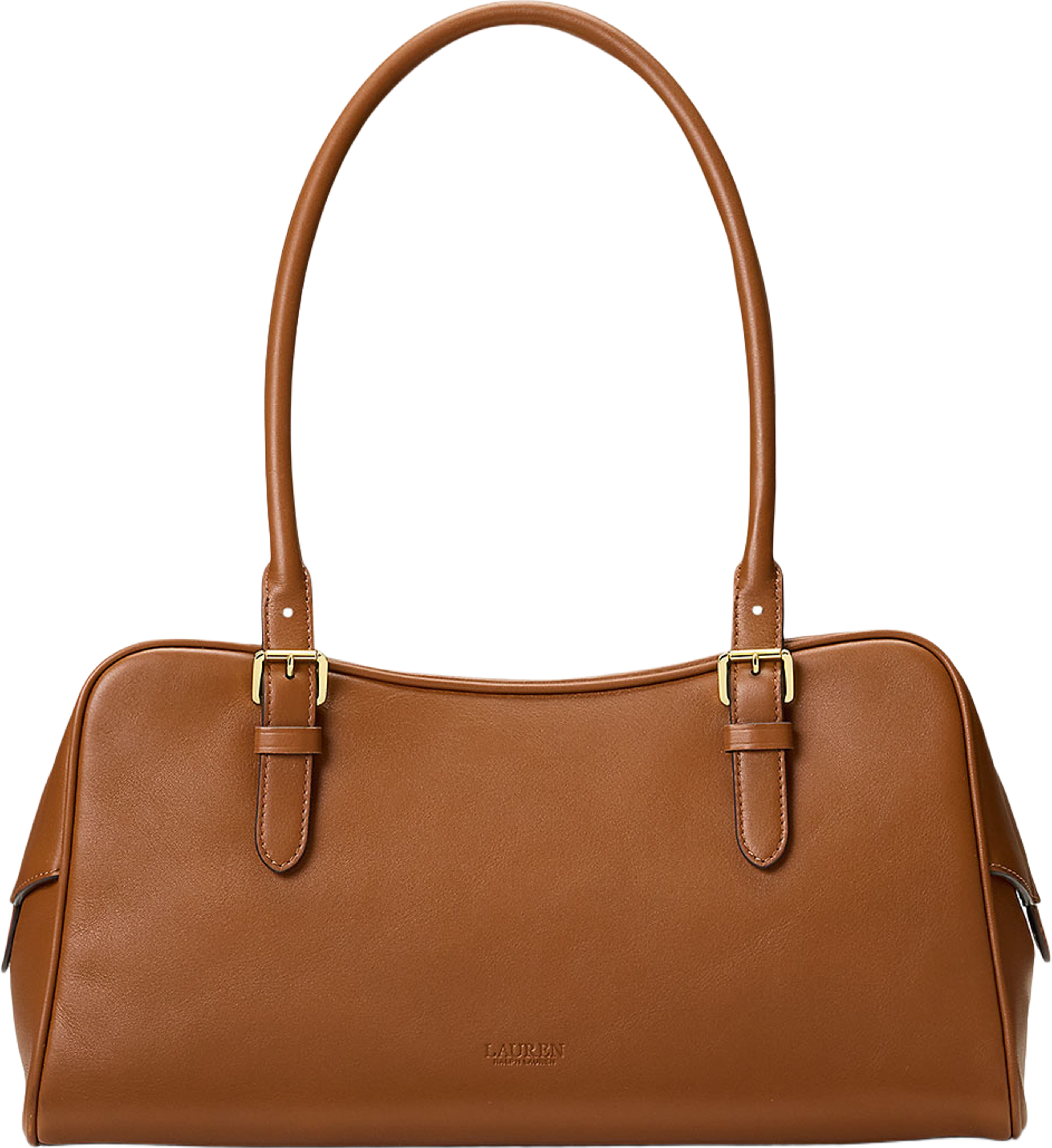 Leather Large Marcy Zip Satchel, från Lauren Ralph Lauren, i färgen Lauren Tan. Klicka för att öppna bilden i stort format