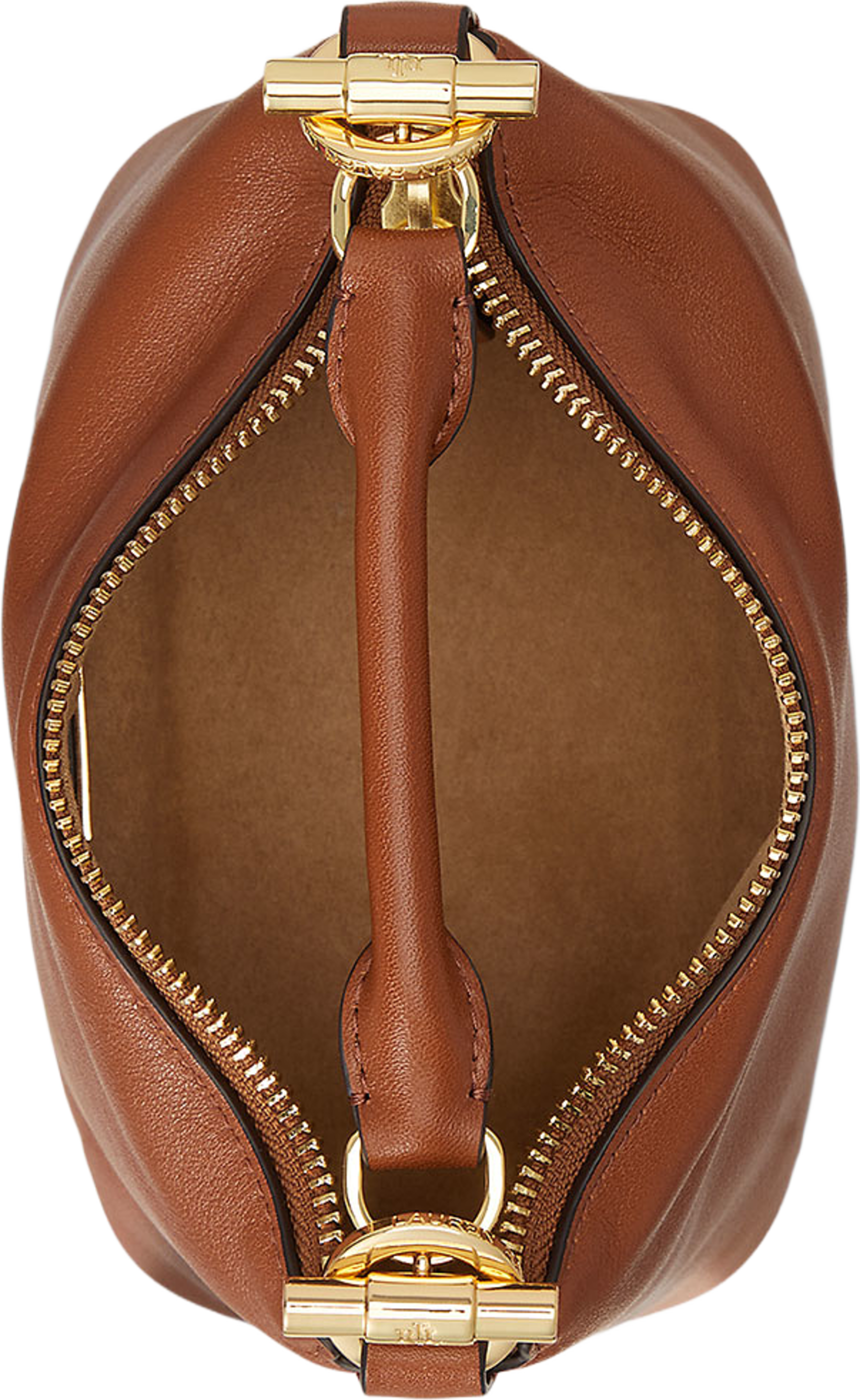 Nappa Leather Mini Blaike Shoulder Bag, från Lauren Ralph Lauren, i färgen Lauren Tan. Klicka för att öppna bilden i stort format