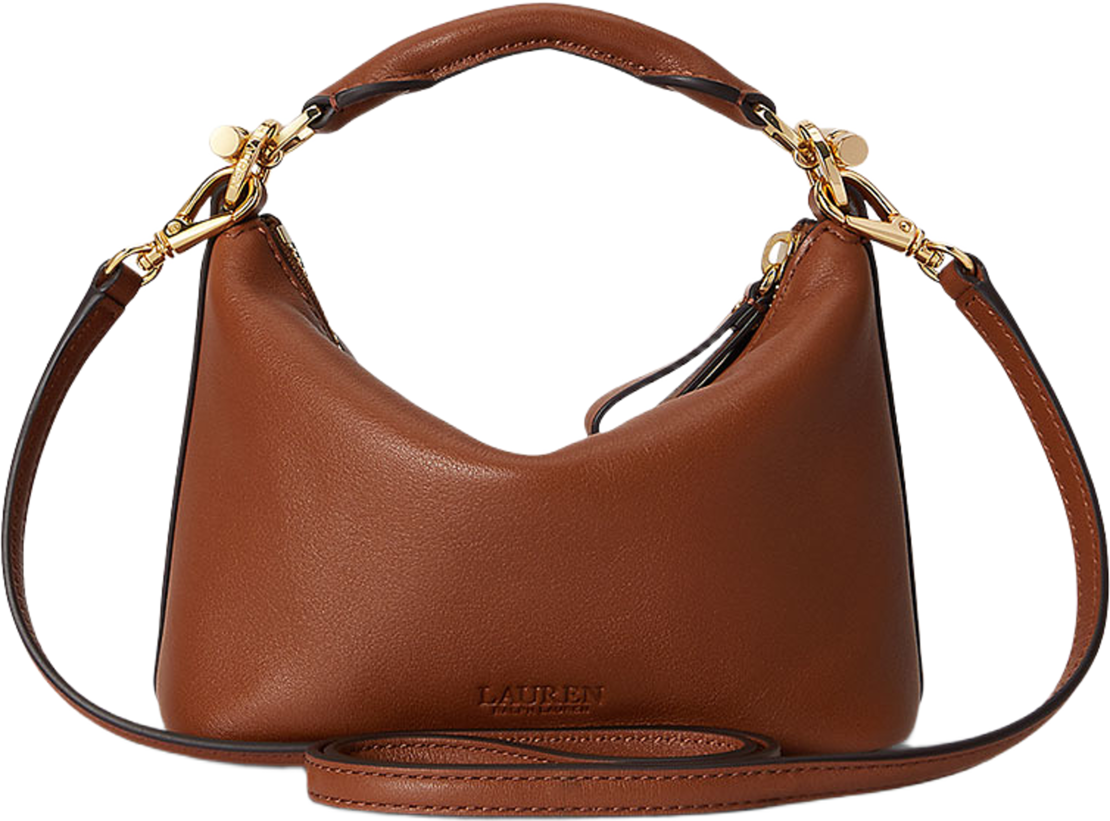 Nappa Leather Mini Blaike Shoulder Bag, från Lauren Ralph Lauren, i färgen Lauren Tan. Klicka för att öppna bilden i stort format