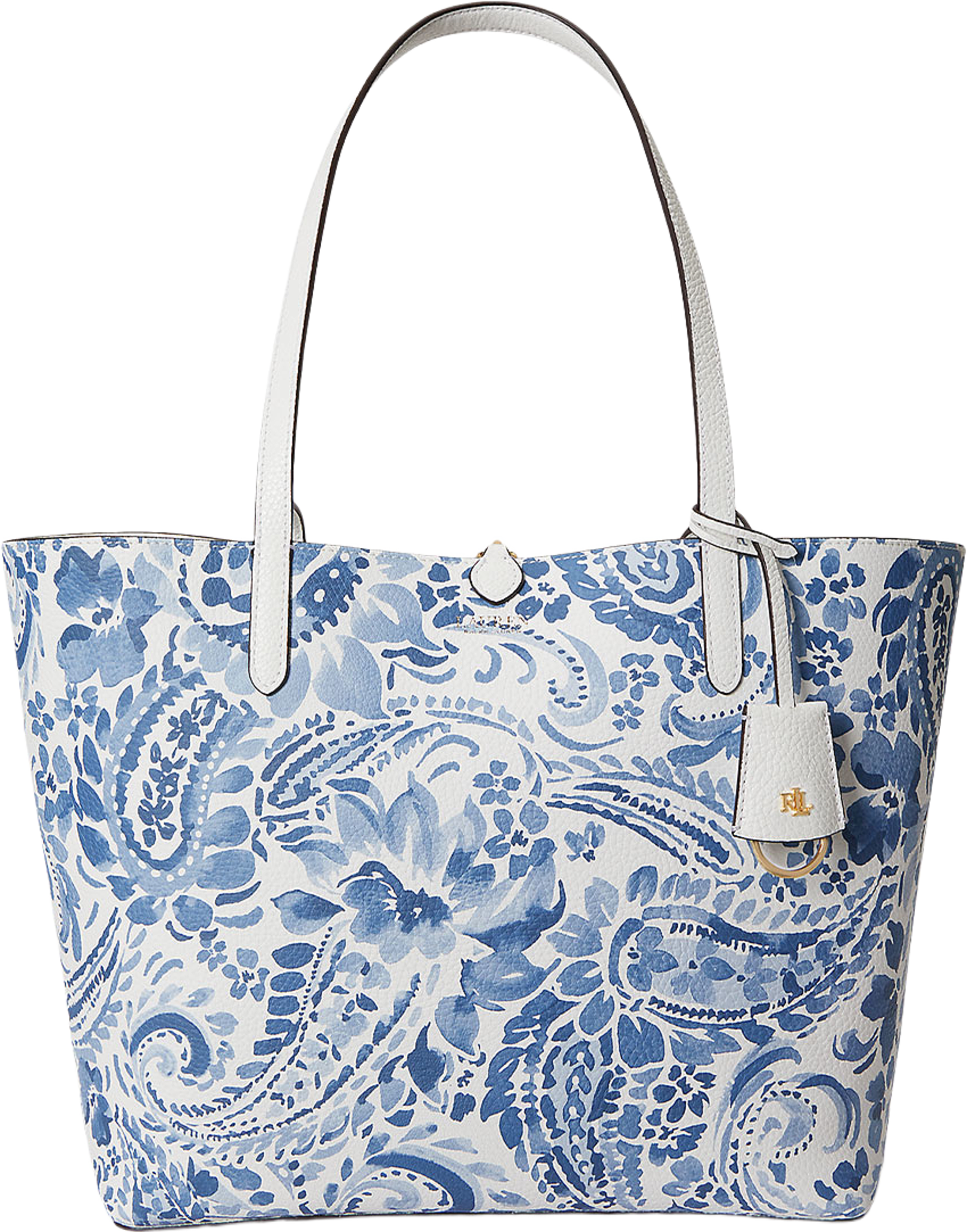Faux-Leather Reversible Tote, från Lauren Ralph Lauren, i färgen White/Summer Paisley. Klicka för att öppna bilden i stort format