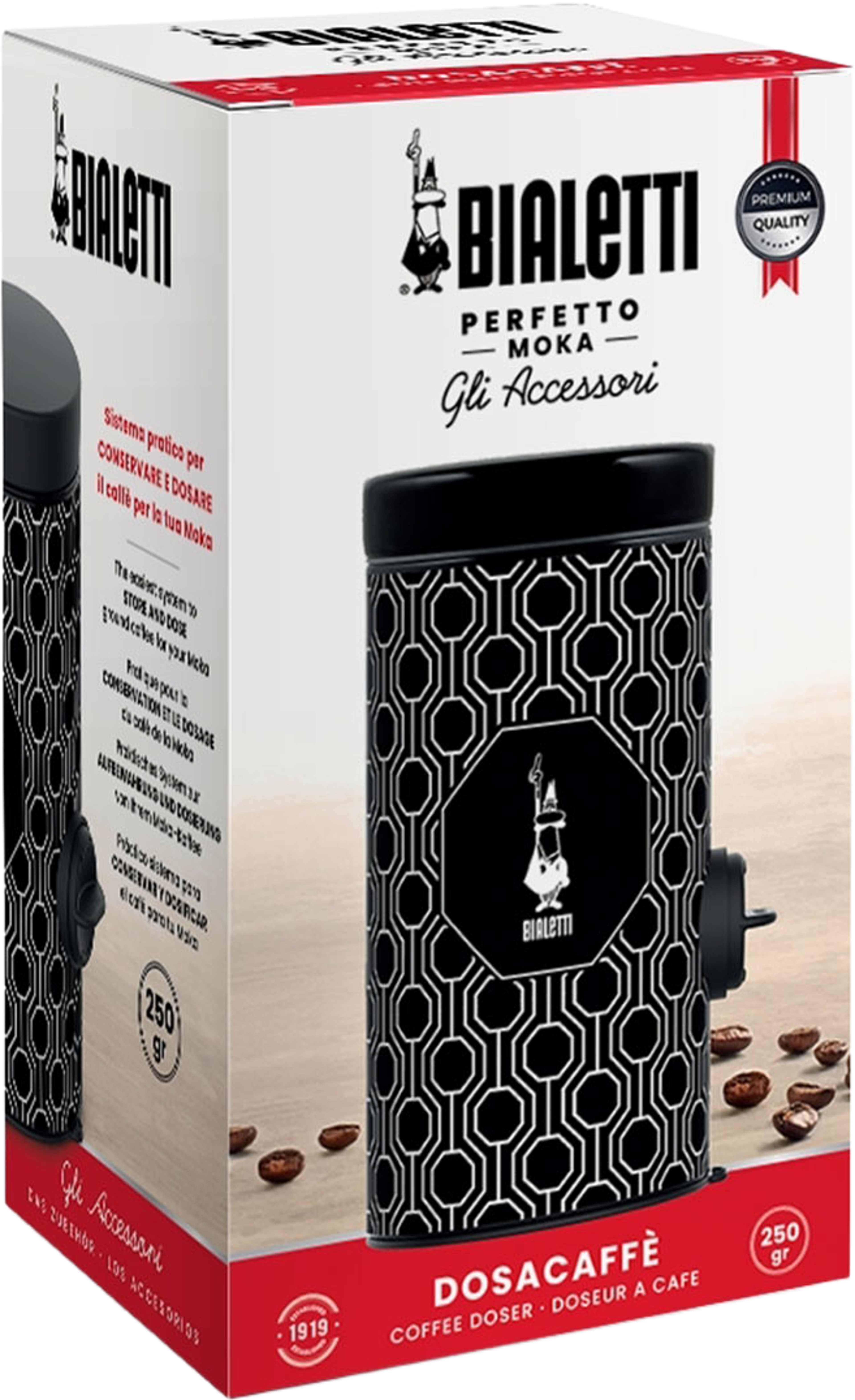 Kaffedoserare inkl burk Svart BIALETTI®, från Bialetti, i färgen Black - White. Klicka för att öppna bilden i stort format