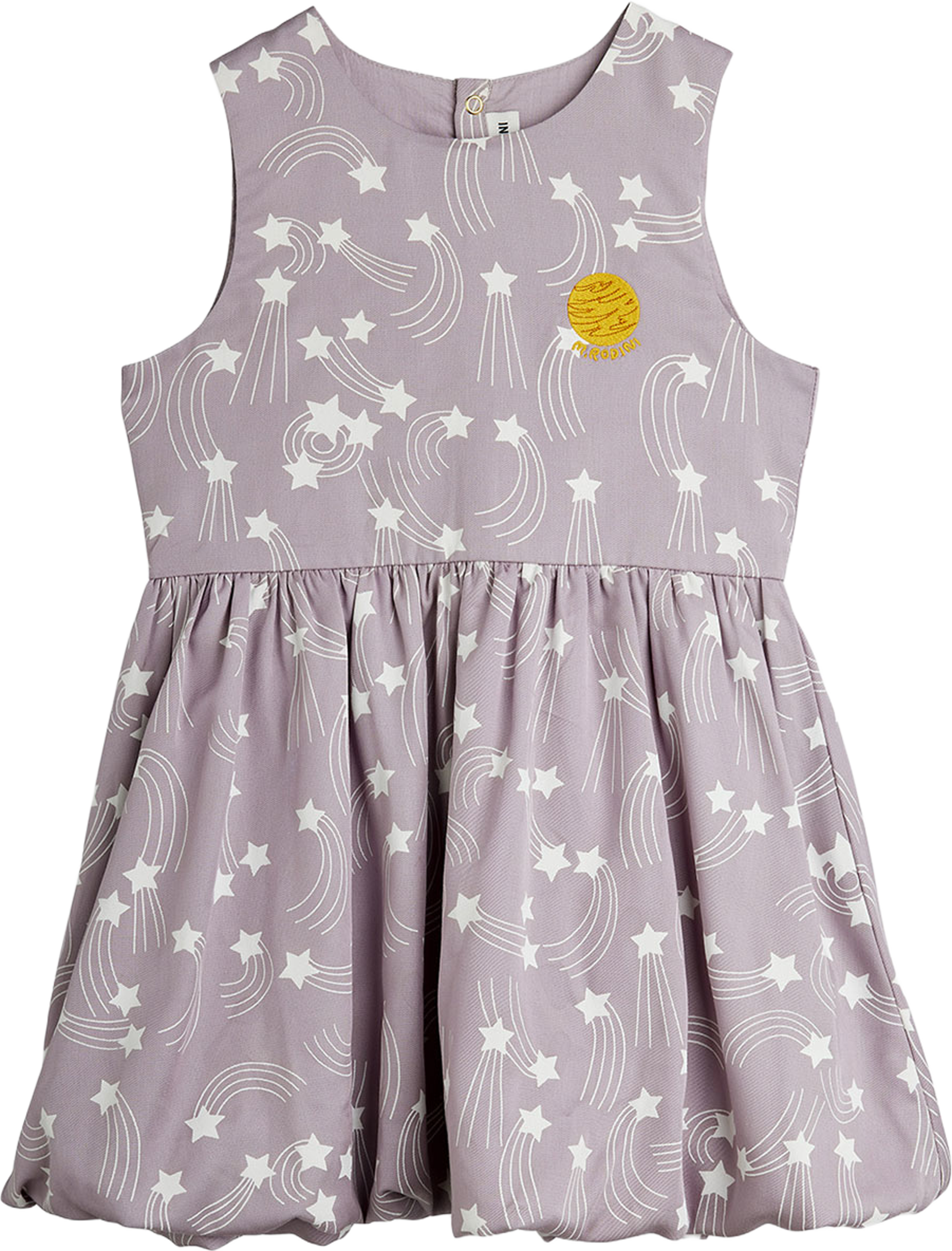Starfall Print Klänning, från Mini Rodini, i färgen Purple. Klicka för att öppna bilden i stort format