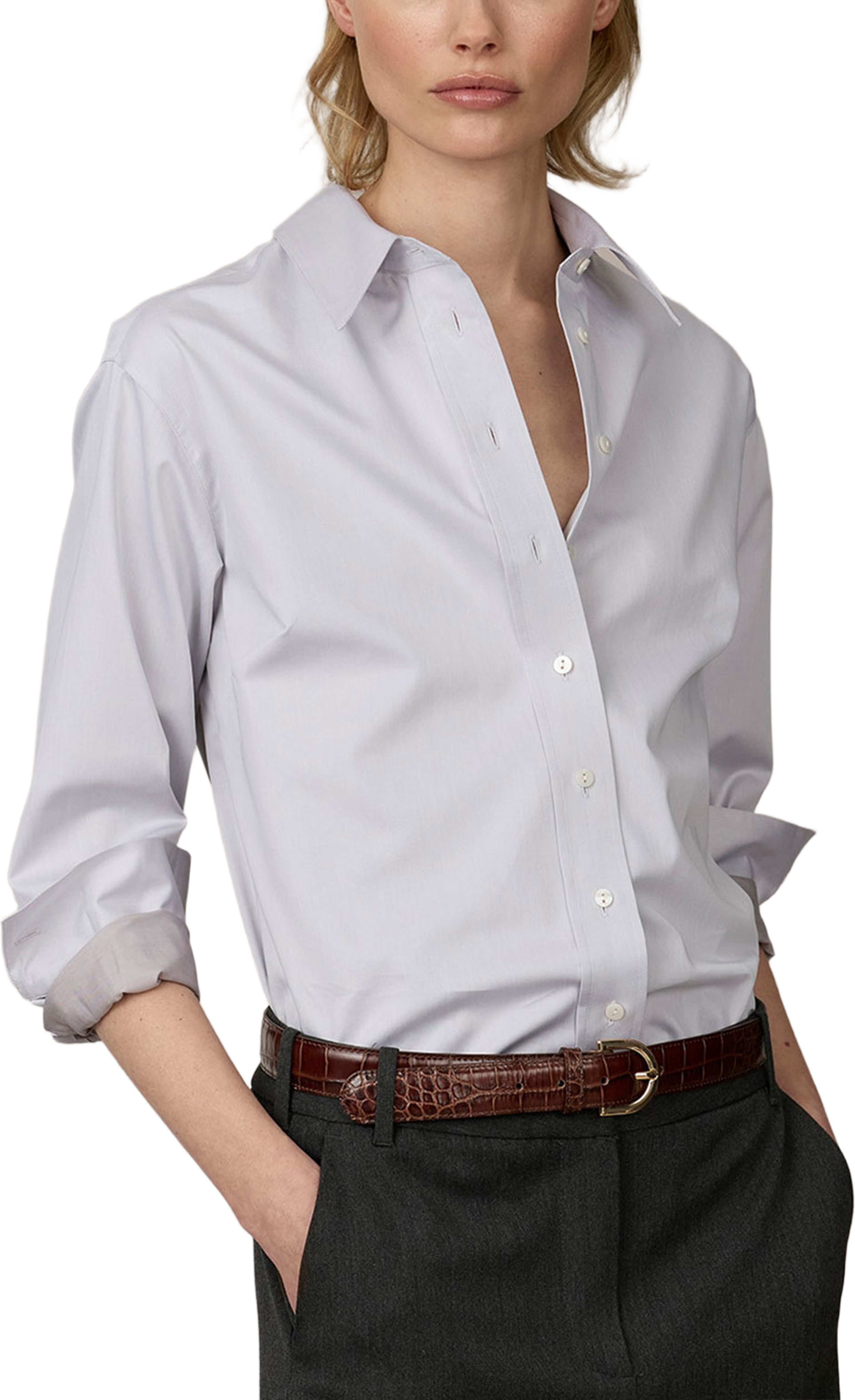 Skjorta Piper Cotton Crest Sateen, från The Shirt Factory, i färgen Sandstone. Klicka för att öppna bilden i stort format