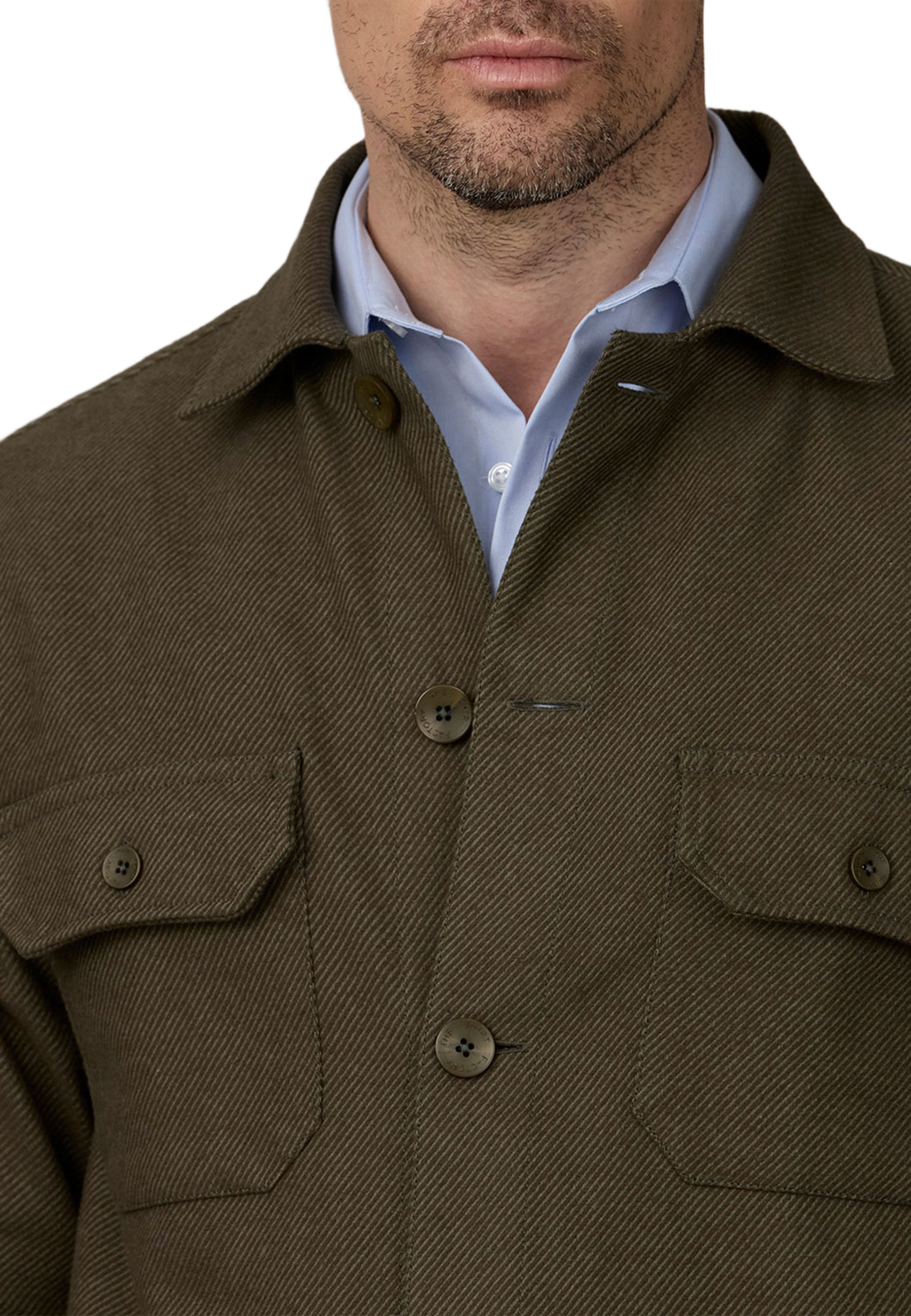 Overshirt Rugged Twill, från The Shirt Factory, i färgen Dk.green. Klicka för att öppna bilden i stort format