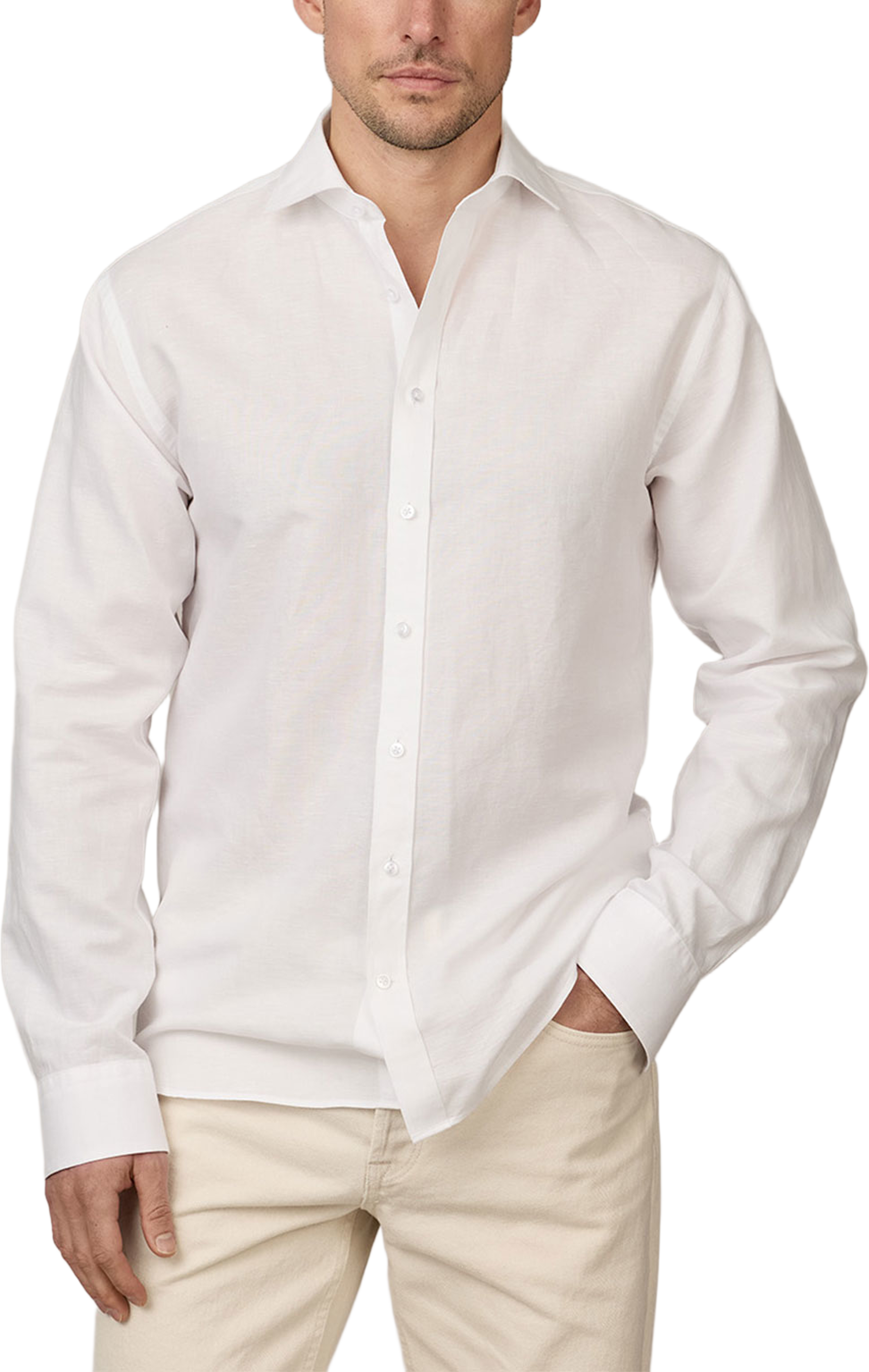 Linneskjorta Portofino, från The Shirt Factory, i färgen White. Klicka för att öppna bilden i stort format