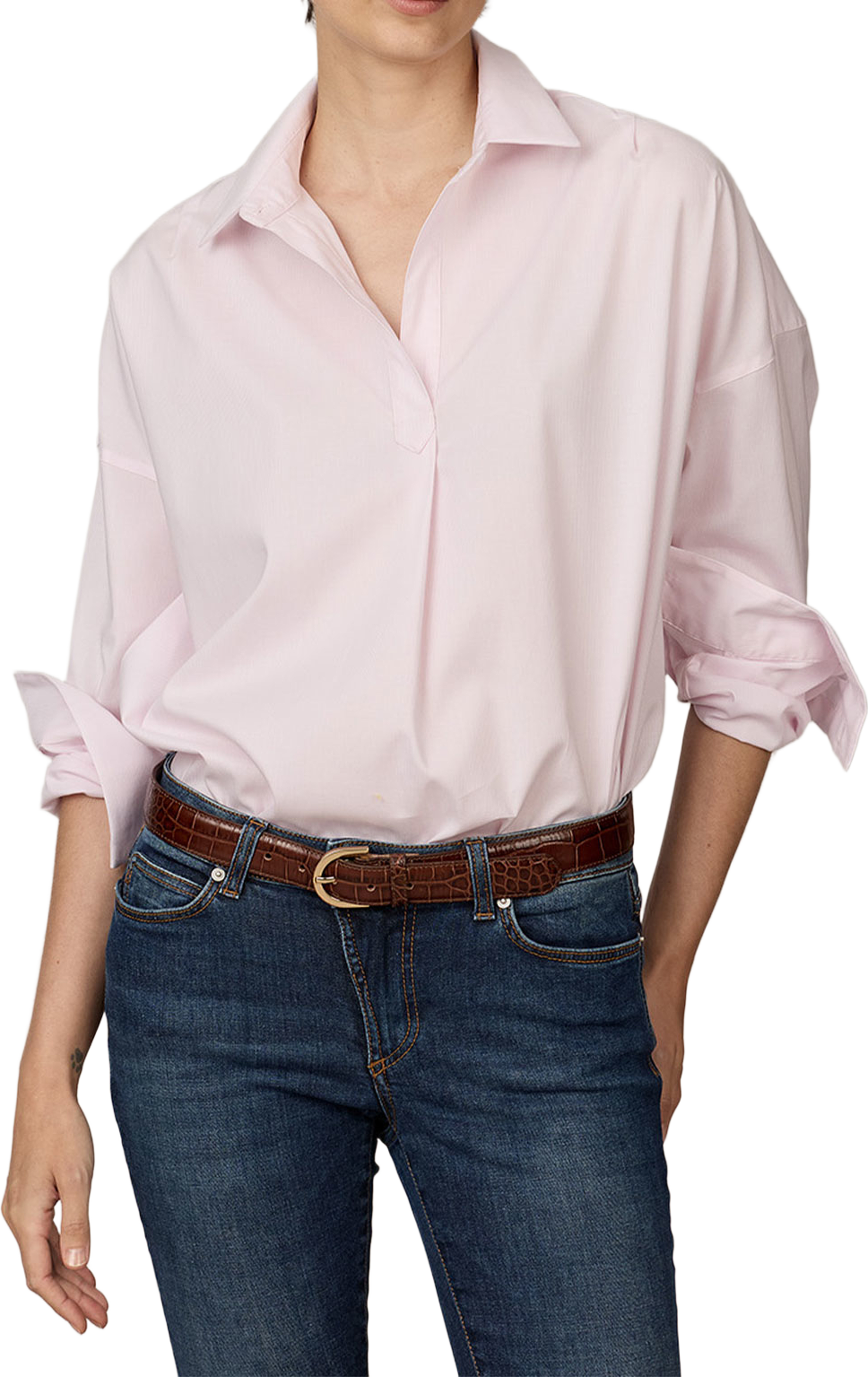 Skjorta Mia Oxford Stripe, från The Shirt Factory, i färgen Lt.pink. Klicka för att öppna bilden i stort format