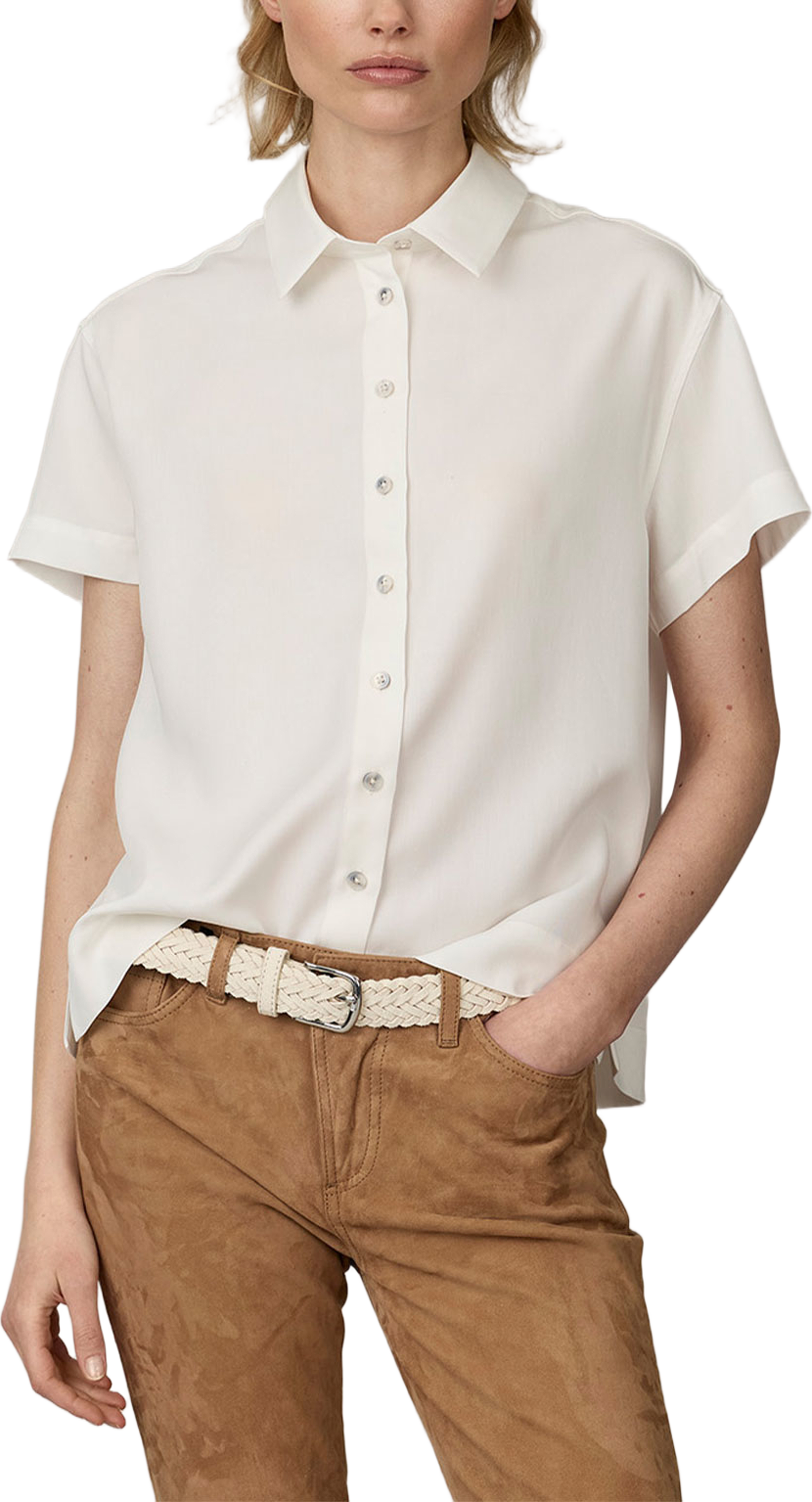 Kortärmad blus esme soft lyocell, från The Shirt Factory, i färgen Off White. Klicka för att öppna bilden i stort format