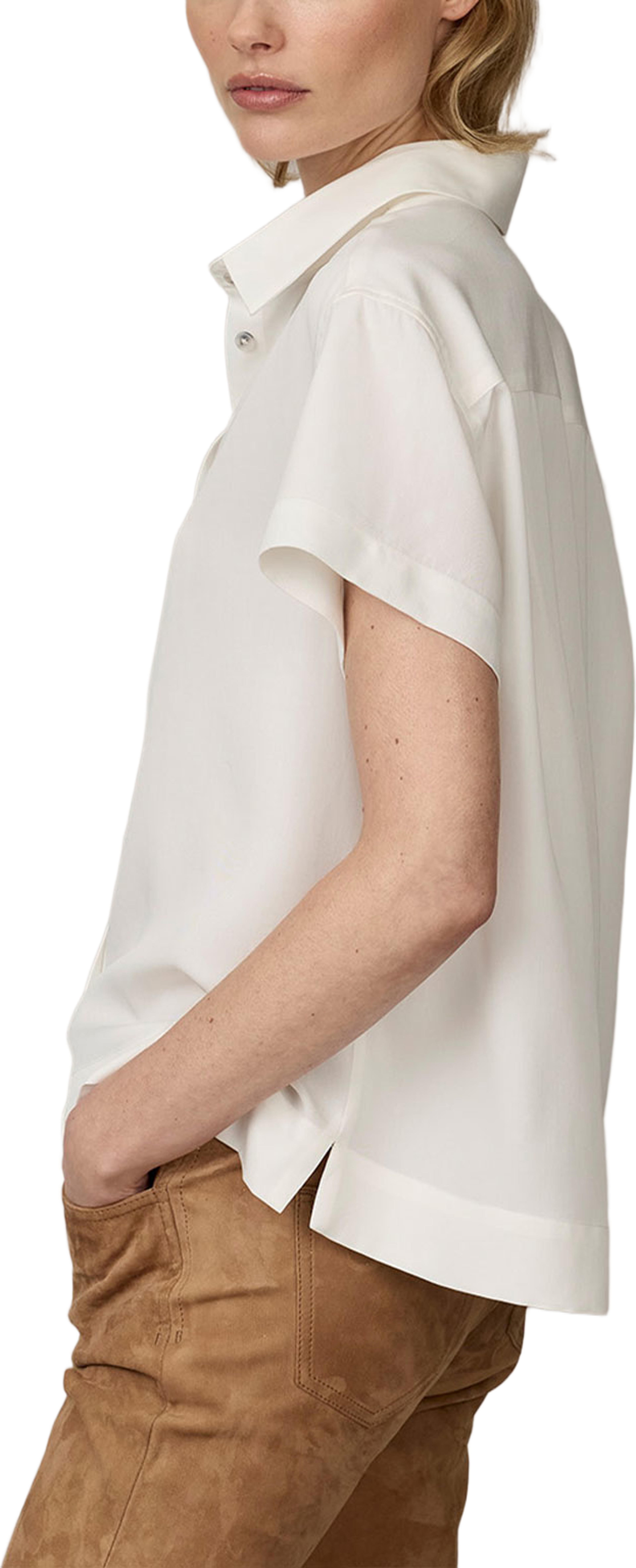 Kortärmad blus esme soft lyocell, från The Shirt Factory, i färgen Off White. Klicka för att öppna bilden i stort format