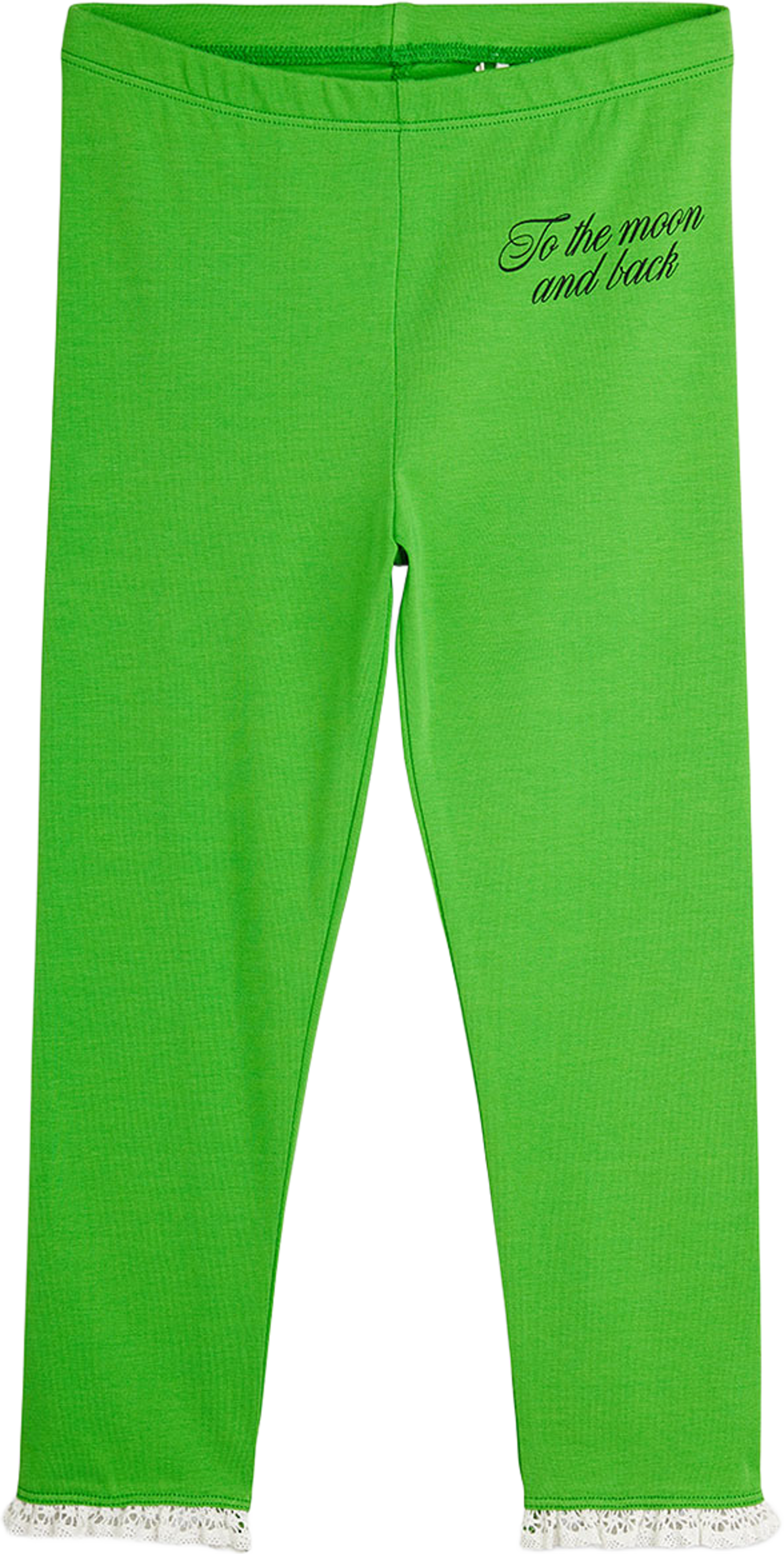To the Moon Frill Leggings, från Mini Rodini, i färgen Green. Klicka för att öppna bilden i stort format