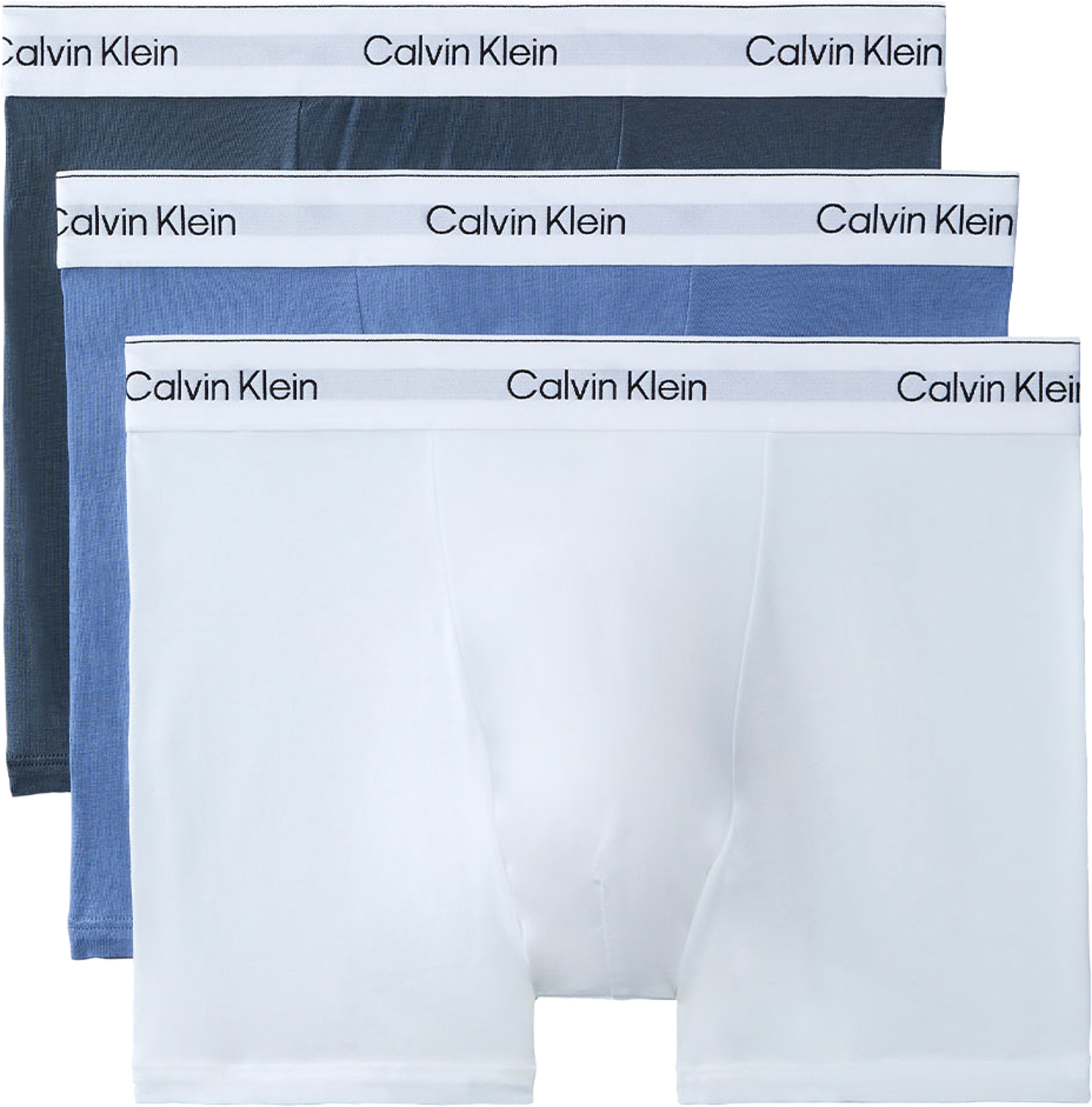 Relaxed Dart Trunk 3-Pack, från Calvin Klein, i färgen White/Blue Tulip/Turbulence. Klicka för att öppna bilden i stort format