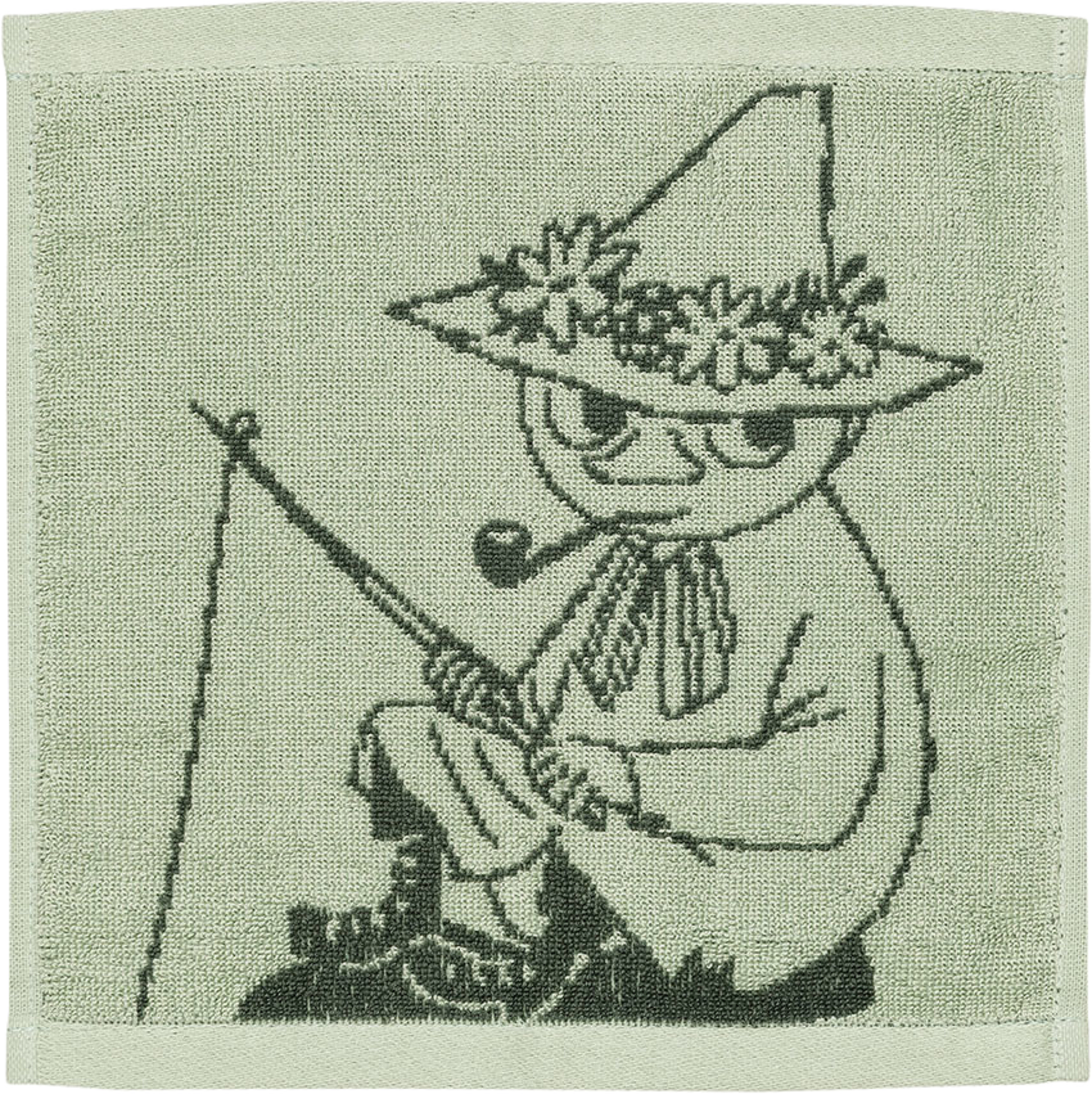 Mumin handduk 25x25 Snusmumriken grön GOTS, från Arabia, i färgen Grön. Klicka för att öppna bilden i stort format