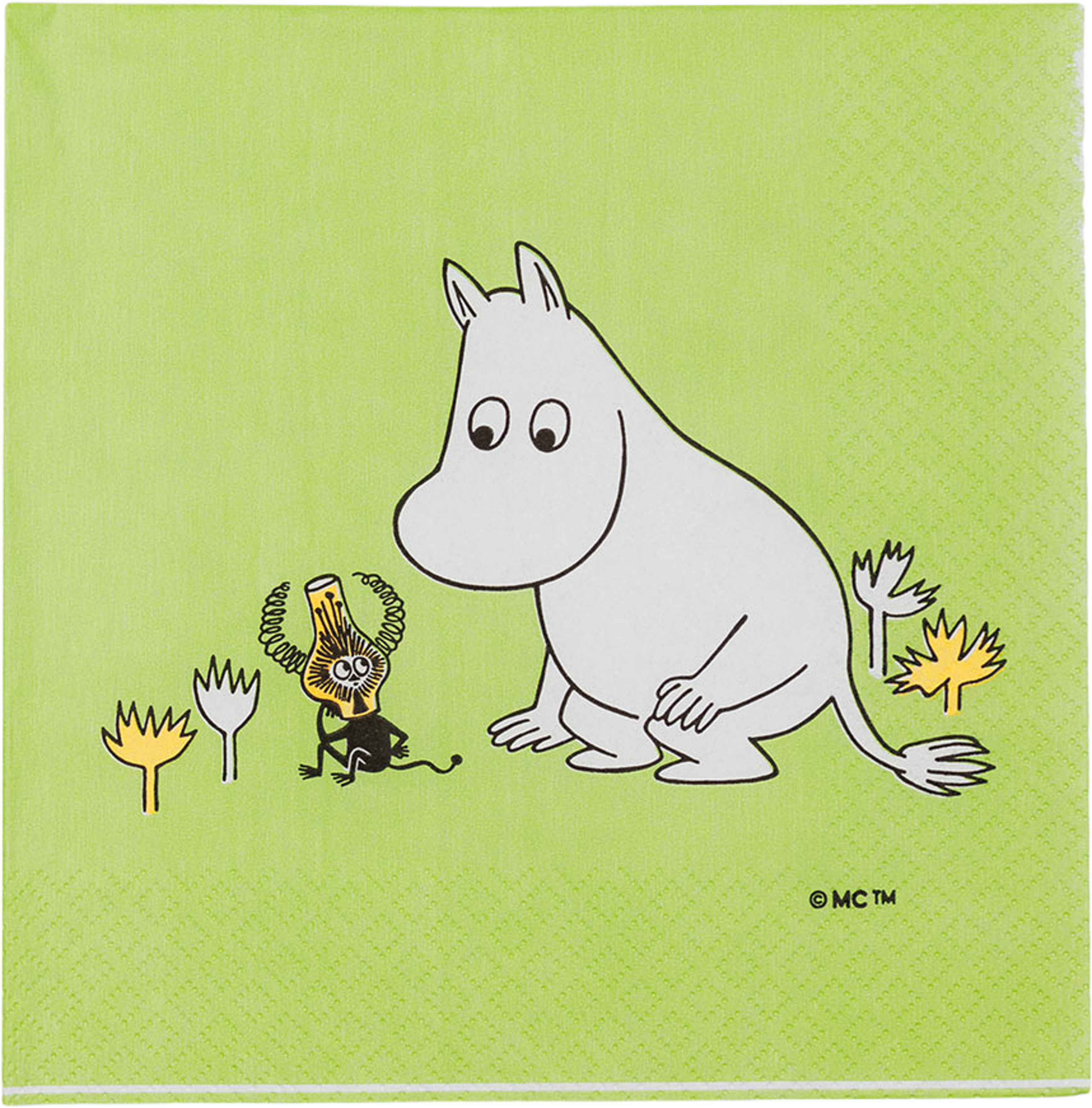 Mumin pappersservett 33cm Mumintrollet, från Arabia, i färgen Grön. Klicka för att öppna bilden i stort format