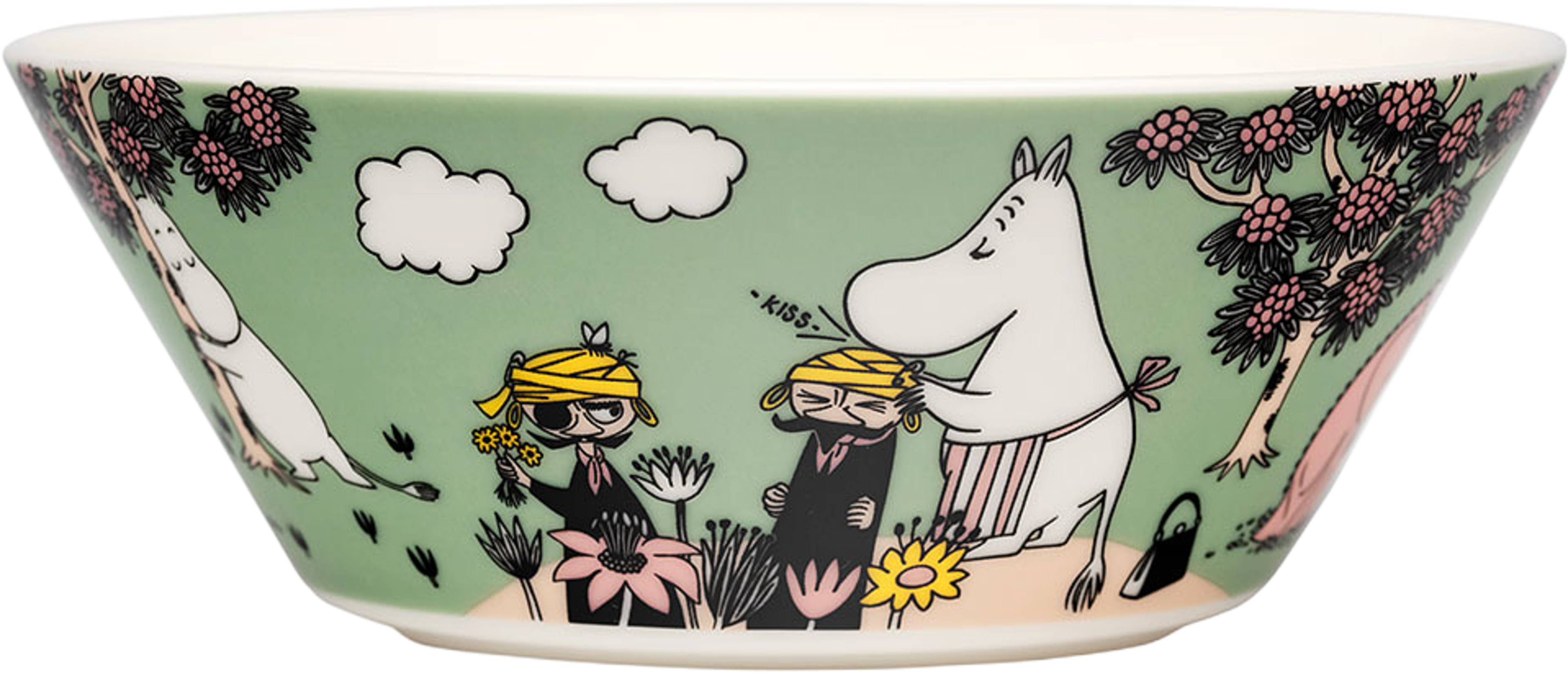 Mumin skål 15cm Omtanke, från Arabia, i färgen Grön. Klicka för att öppna bilden i stort format