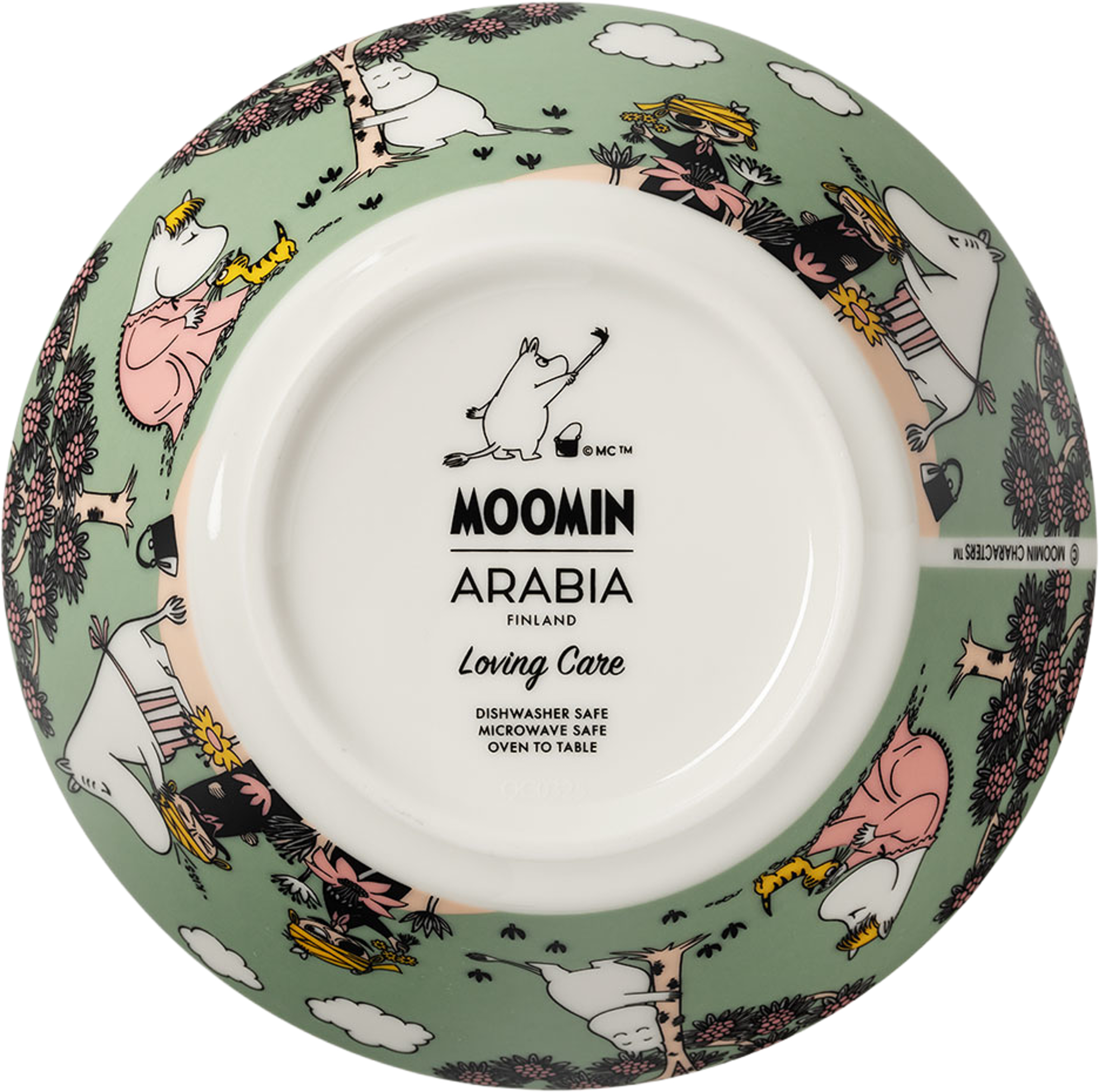 Mumin skål 15cm Omtanke, från Arabia, i färgen Grön. Klicka för att öppna bilden i stort format