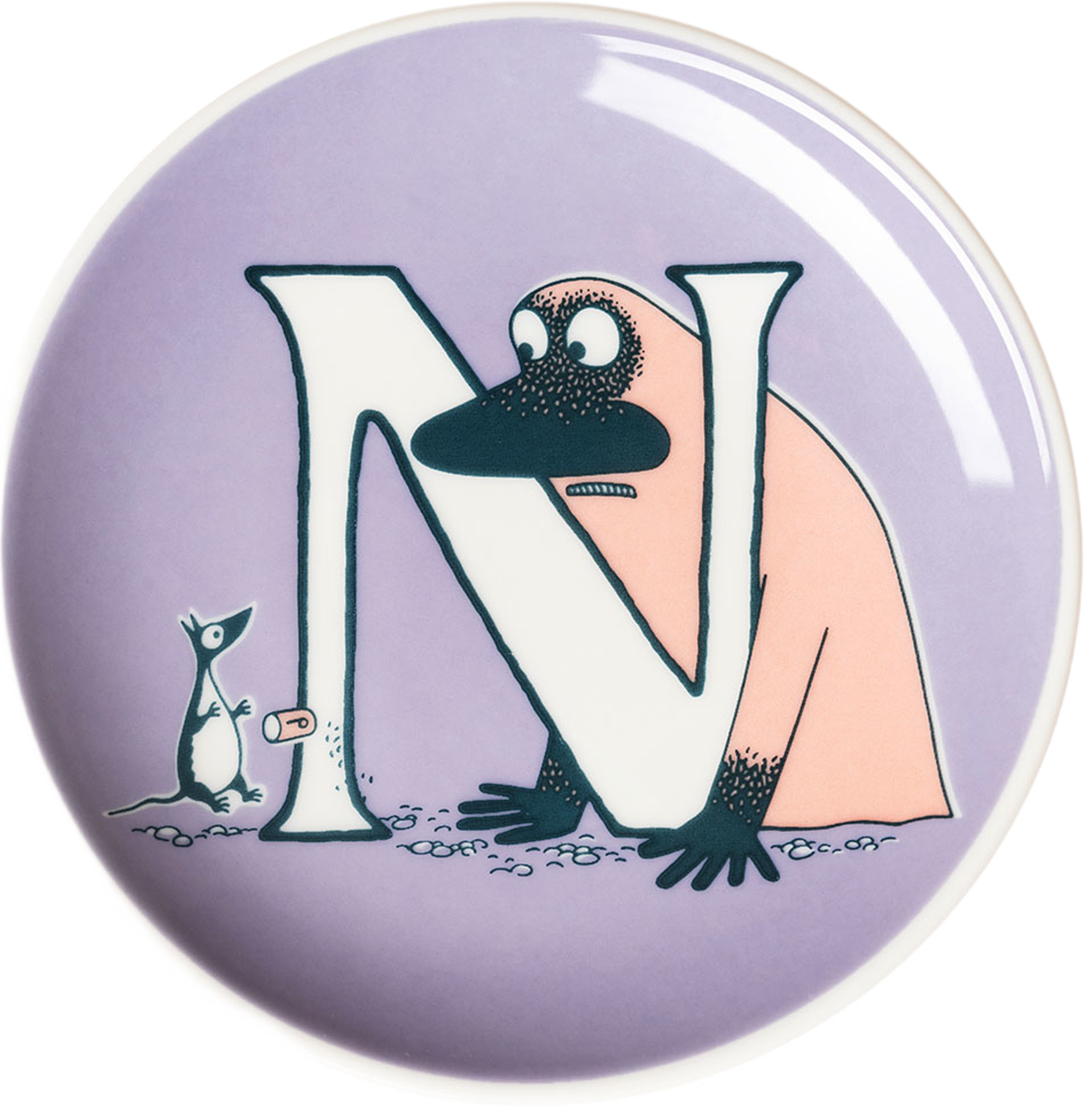 Mumin mini tallrik 10,5cm N, från Arabia, i färgen Lila. Klicka för att öppna bilden i stort format